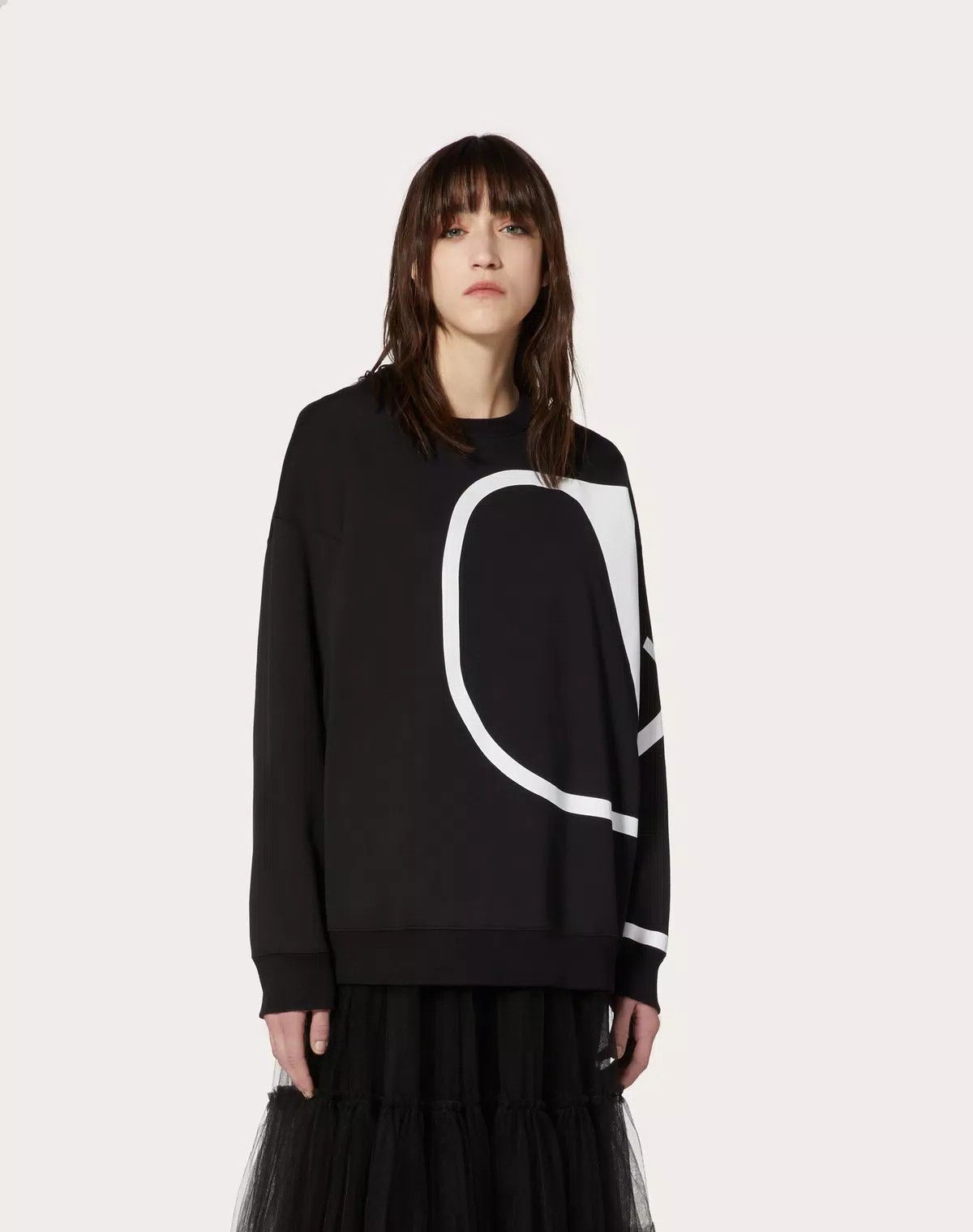 Valentino o1s1wg110426 Cotton Sweatshirt in Nero/White Size XXS / US 00 / IT 34 - 3 Thumbnail