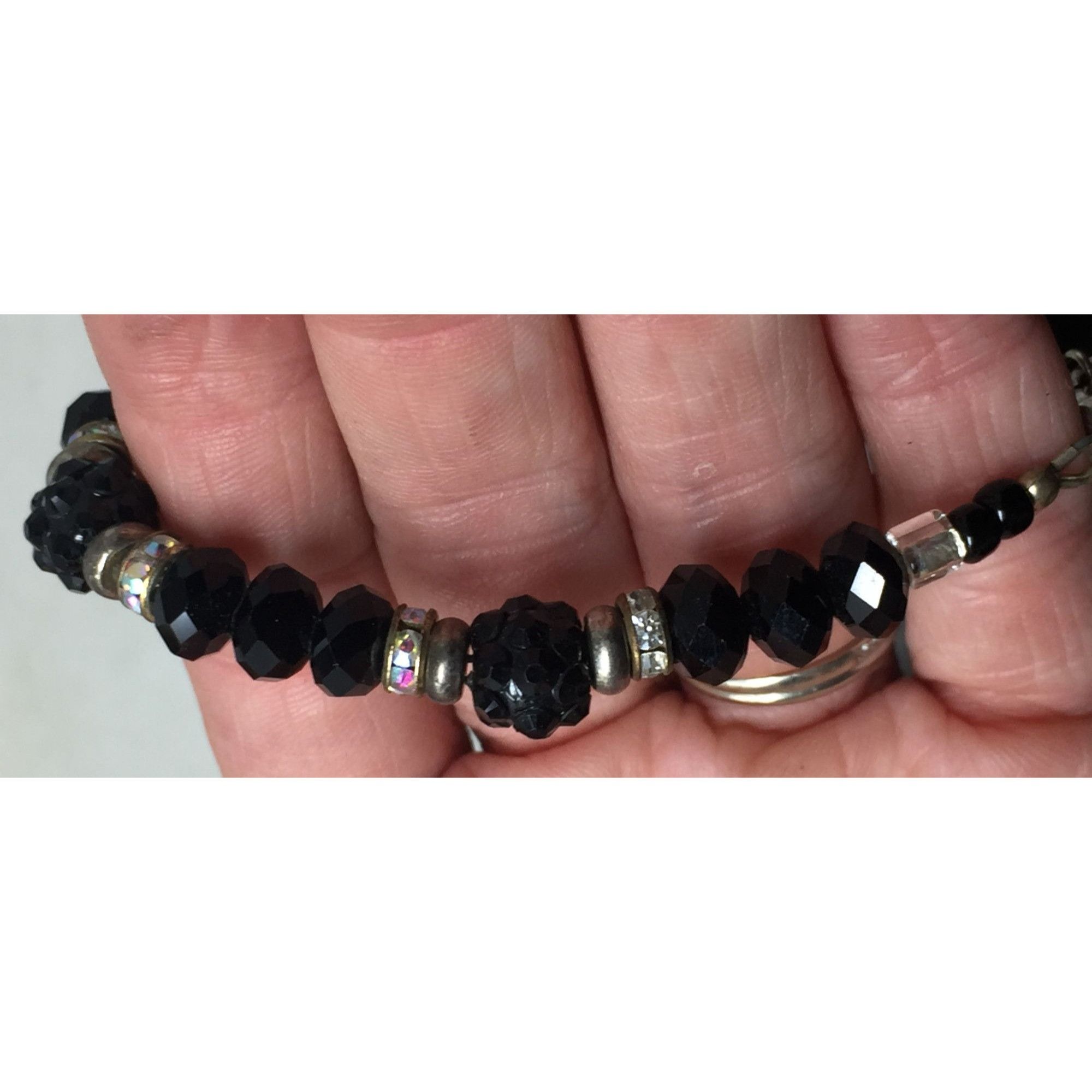Other Women's Black and Silver Beaded Bracelet with Lobster Clasp Size ONE SIZE - 5 Thumbnail