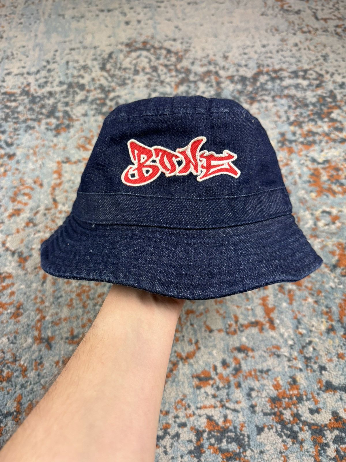 Japanese Brand × Vintage Vintage 90s Bone embroidered denim bucket hat graffiti style Size ONE SIZE - 1 Thumbnail