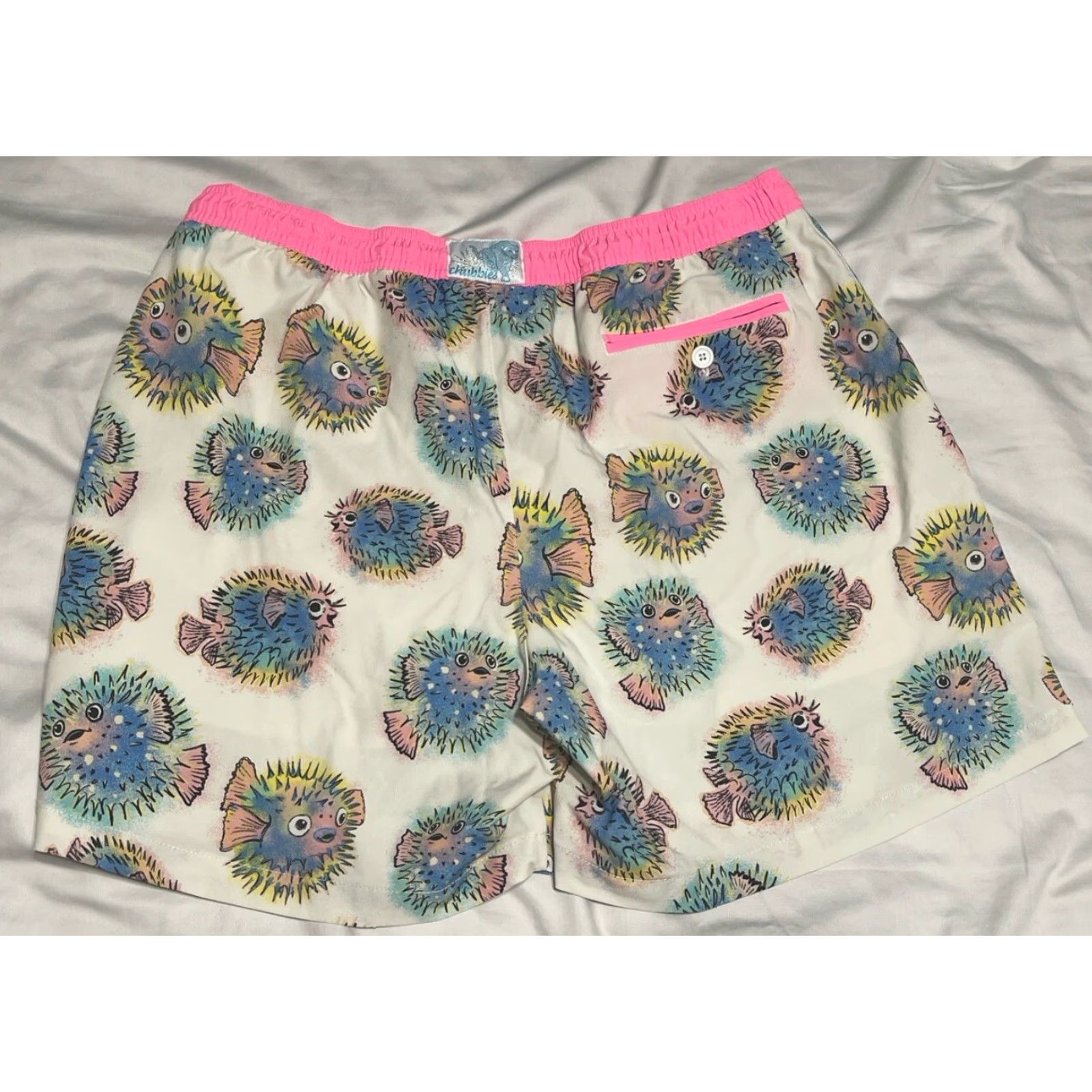 Chubbies Chubbies Puffer Fish Swim Trunks 5.5” XXL Men Trunks Multicolor Neon Puffer Fish Swim Trunks Size US 39 - 6 Thumbnail