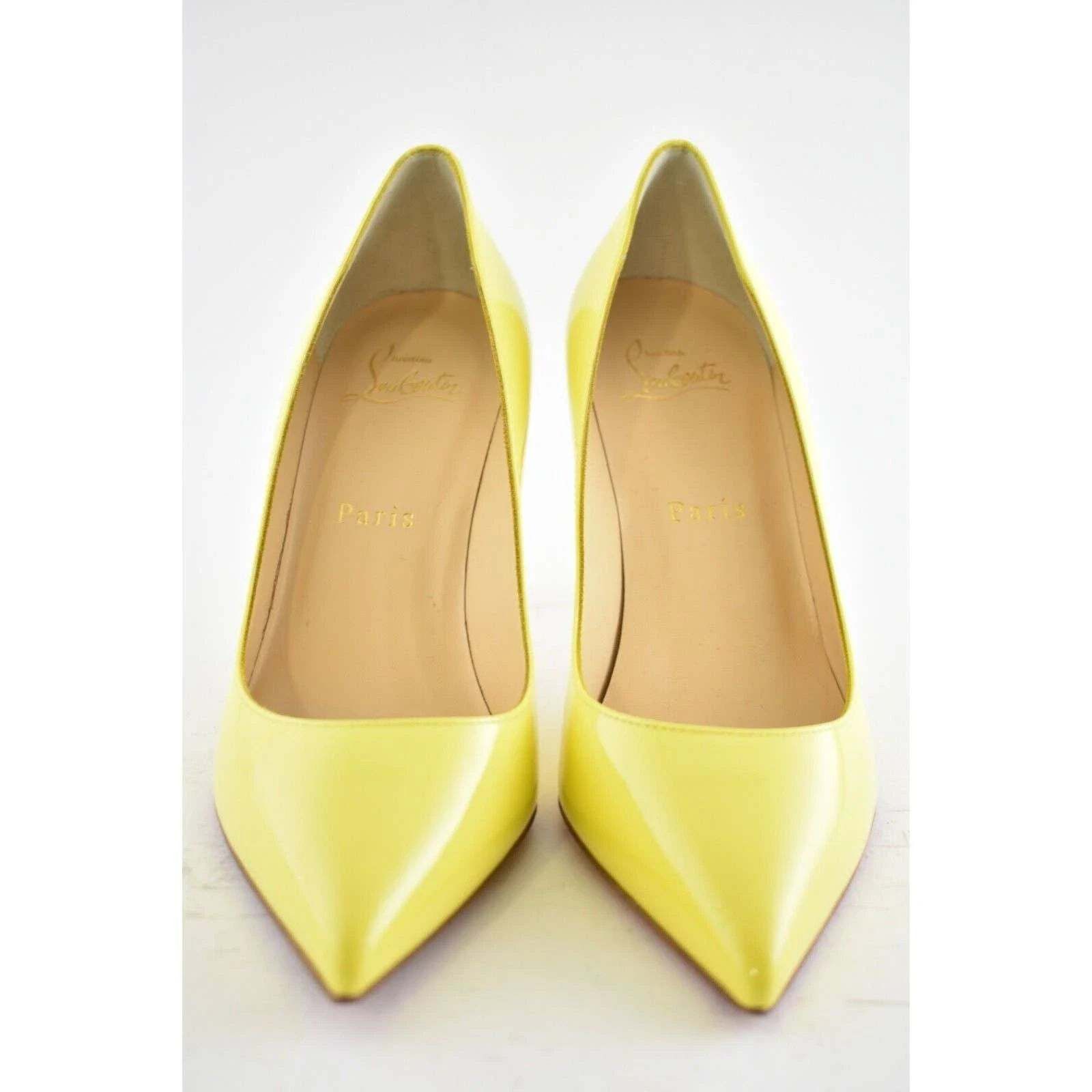 Christian Louboutin Pigalle Follies 85 Citronnade Yellow Patent Heel Pump 37 Size US 7 / IT 37 - 5 Thumbnail