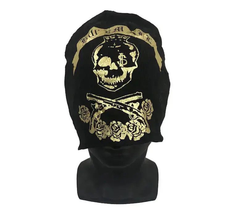 Vintage Japanese Brand BTX Skulls Overprint Beanie Hat Size ONE SIZE - 1 Thumbnail