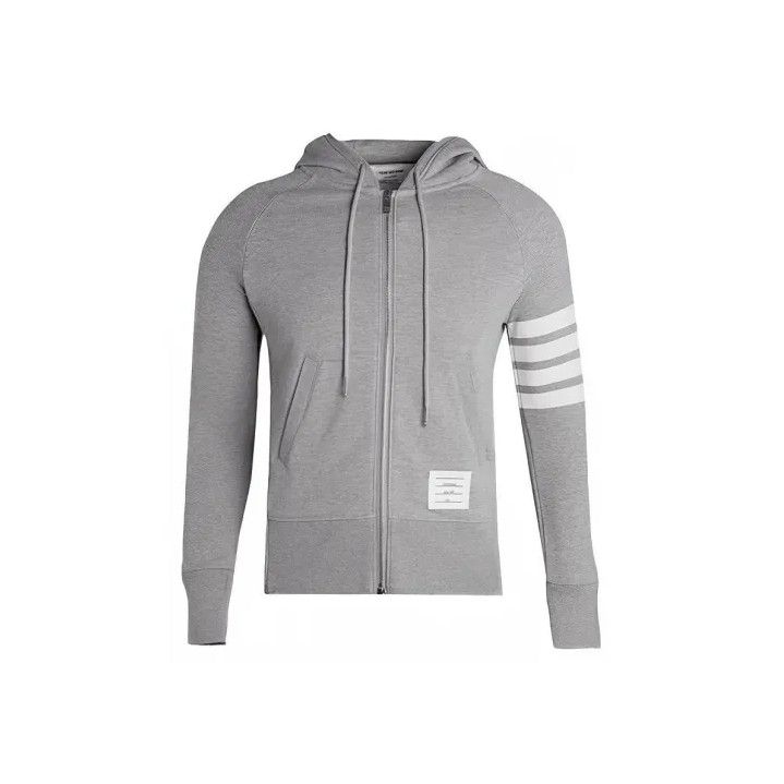 Thom Browne Thom Browne Classic Gray Hoodie with Four Stripes Size US XL / EU 56 / 4 - 1 Thumbnail