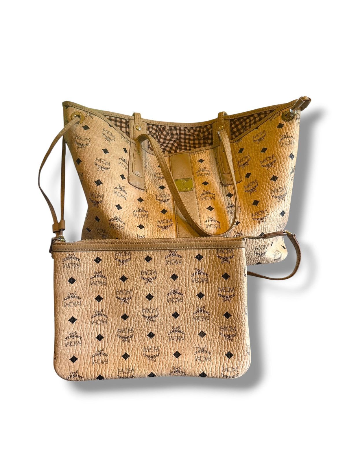 MCM MCM Liz Shopper Bag - Reversible Visetos Tan Size ONE SIZE - 1 Thumbnail