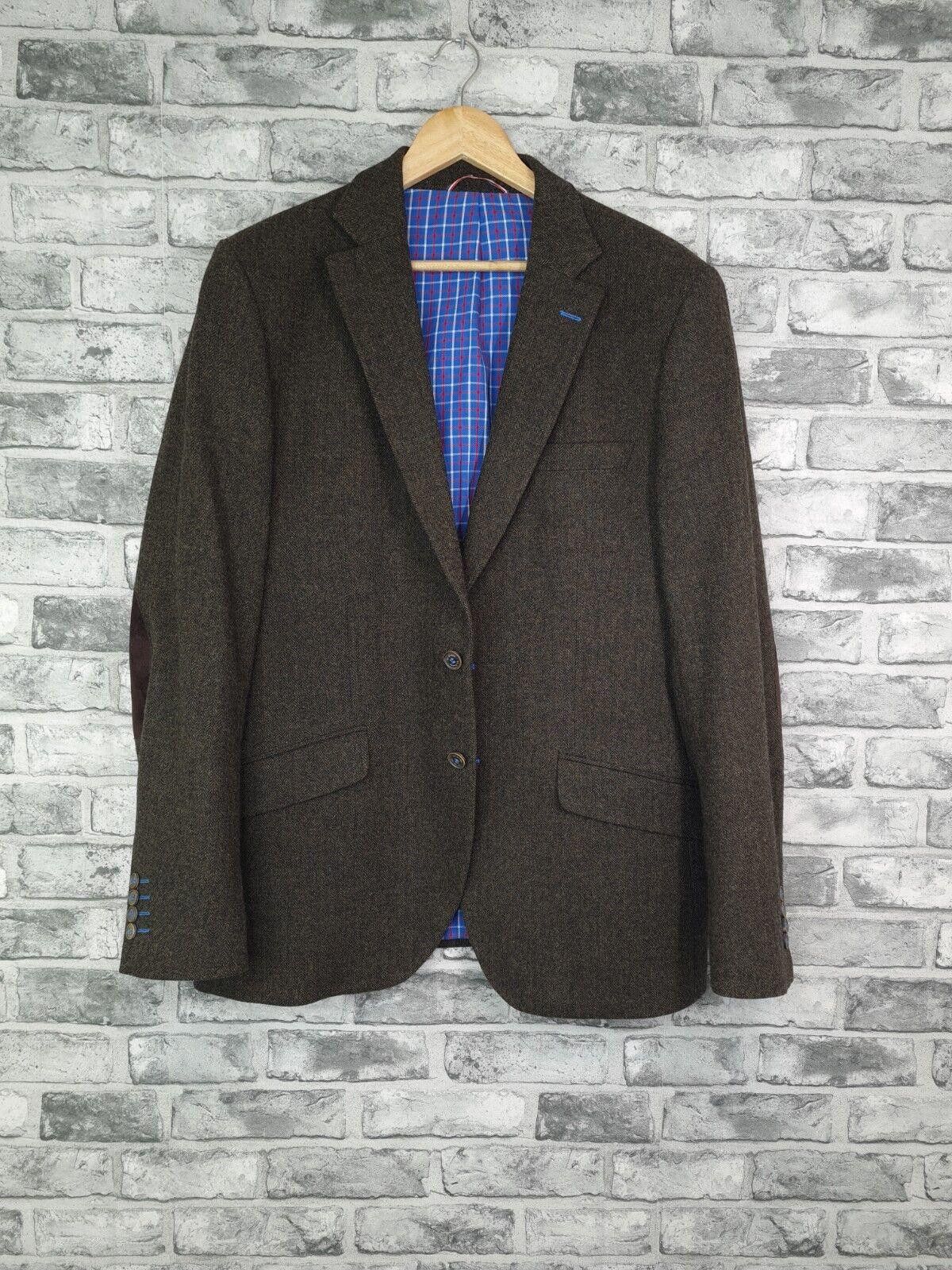 El Ganso Blazer Size 44 Wool Tweed Jacket Elbow Pads