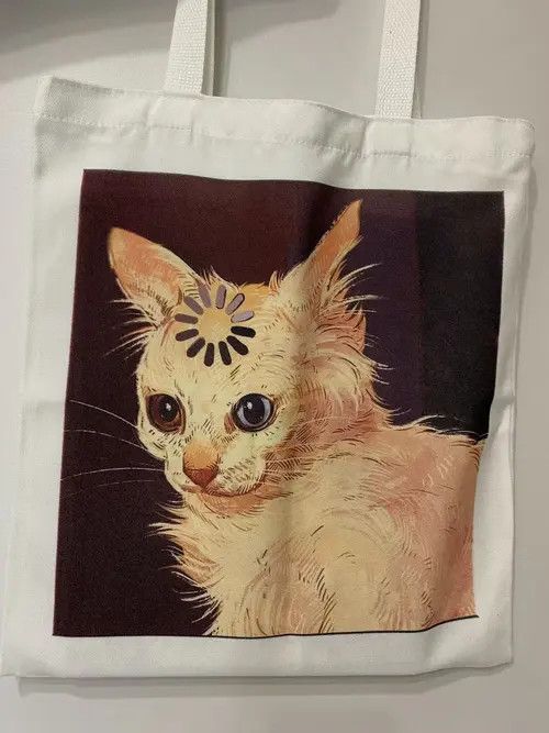 Japanese Brand Cute Cat Shopping Bag Shopper Bags Tote Canvas Size ONE SIZE - 4 Thumbnail