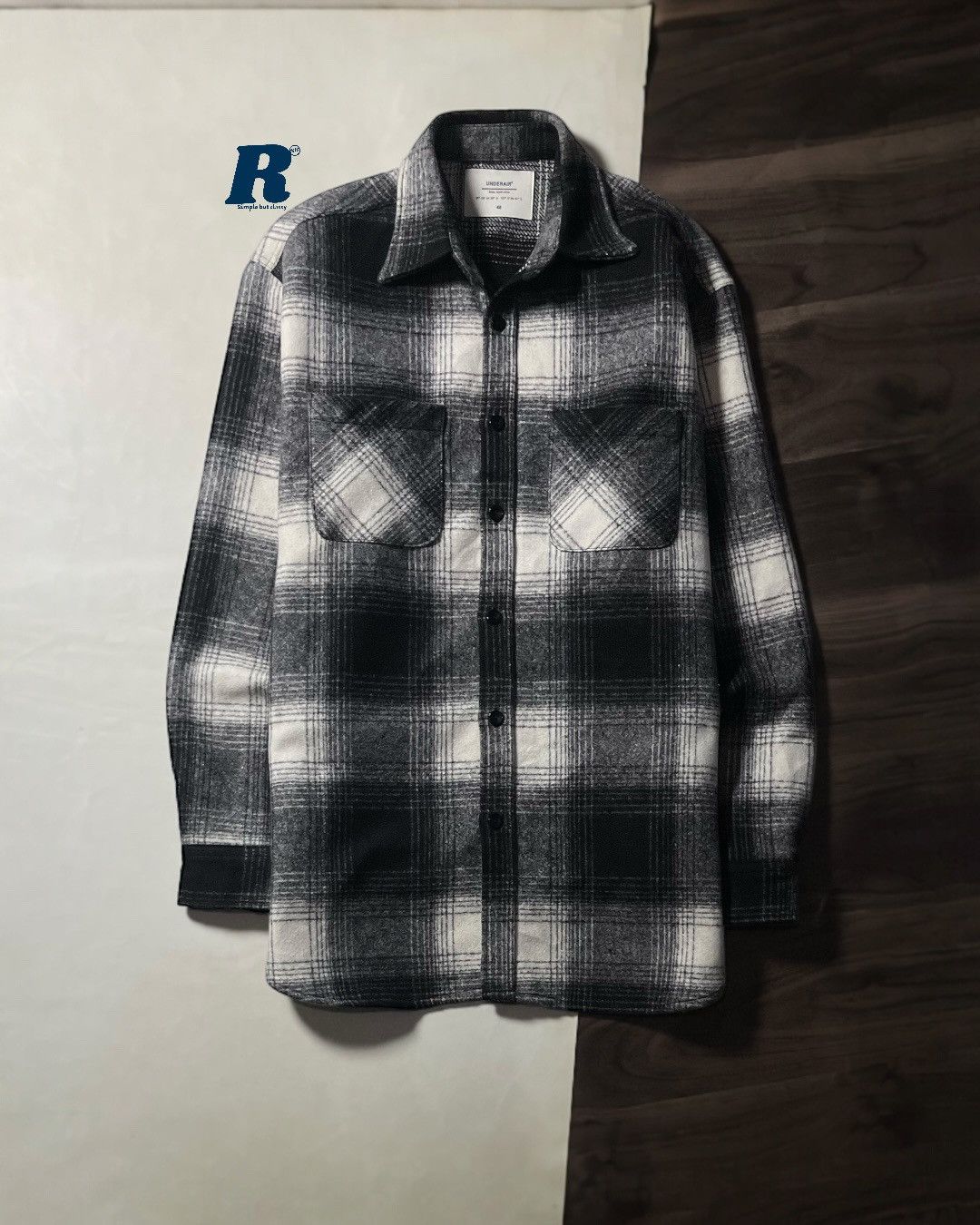 Japanese Brand OUTER FLANNEL SHIRT WOOL UNDERAIR SIZE 48 Oversized Size US XXL / EU 58 / 5 - 1 Thumbnail