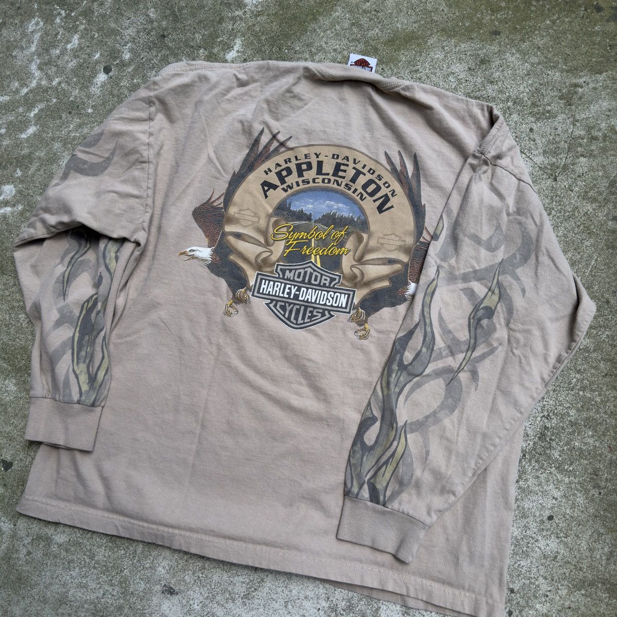 Harley Davidson Vintage Harley Davidson Beige Flame Longsleeve Size US XL / EU 56 / 4 - 9 Thumbnail