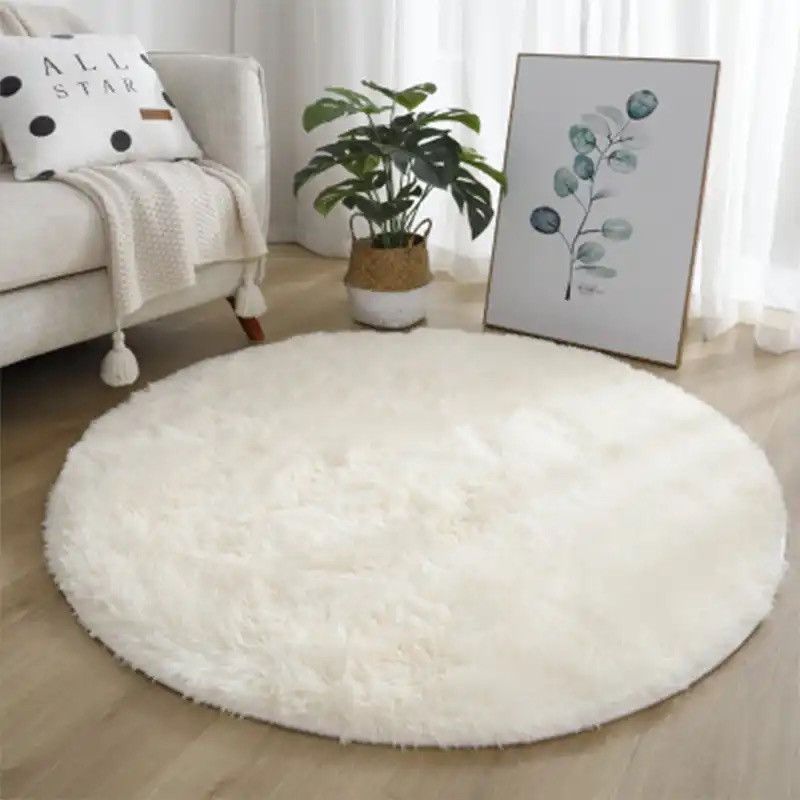 Japanese Brand × Vintage Super Soft Plush Round Rug Mat Fluffy White Carpets 80c80cm Size ONE SIZE - 1 Thumbnail