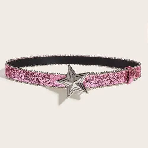 Vintage Star Buckle Pink Belt Size ONE SIZE - 2 Thumbnail