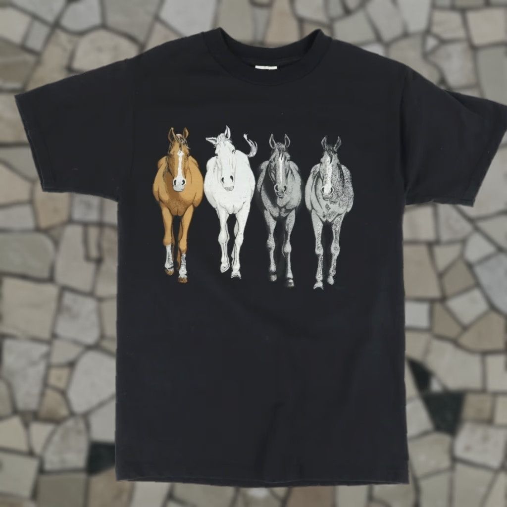 Fruit Of The Loom Fruit of the Loom Horse Double Sided Graphic Solid T-Shirt Black Men's M Size US M / EU 48-50 / 2 - 1 Thumbnail