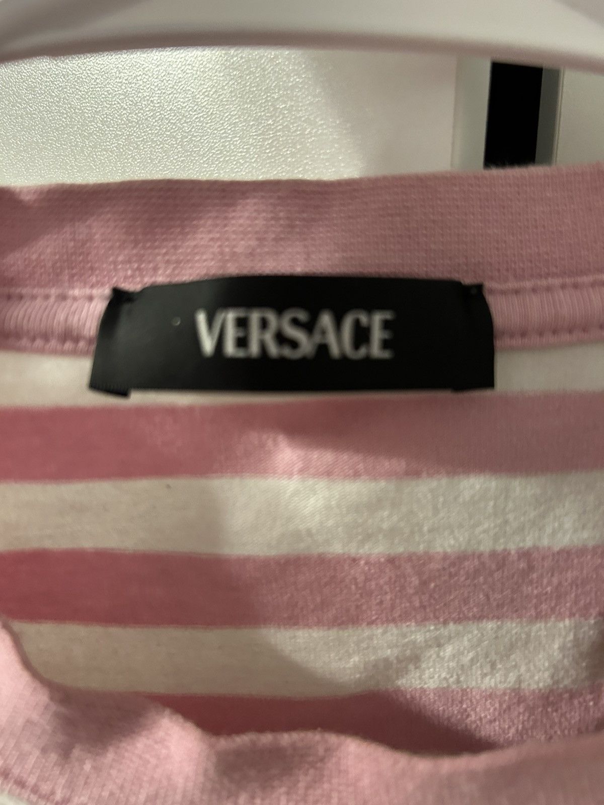 Versace versace milano logo-embroidered striped T-shirt Size S / US 4 / IT 40 - 3 Thumbnail