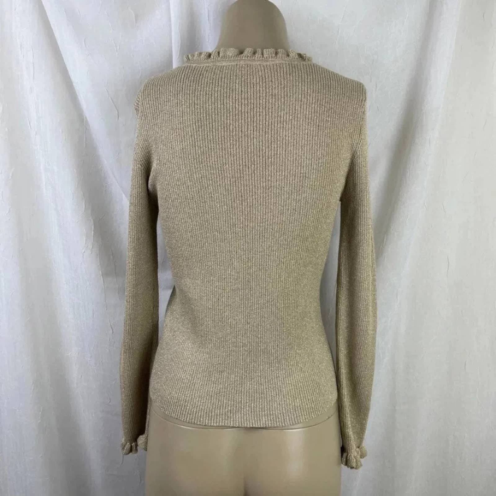 Vintage VTG Y2K Liz Claiborne Lizsport Petite Gold Shimmer Sweater Size S / US 4 / IT 40 - 4 Thumbnail