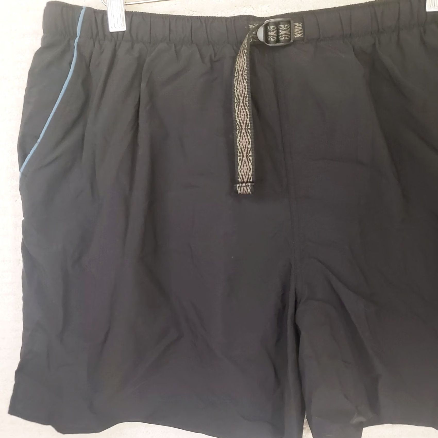 Vintage Columbia Swim Shorts Mens 2XL Belted Black Trunks Lined Nylon Polyester Breathing Inside Pockets Sportswear Beach Going Out Logo Size US 39 - 2 Thumbnail