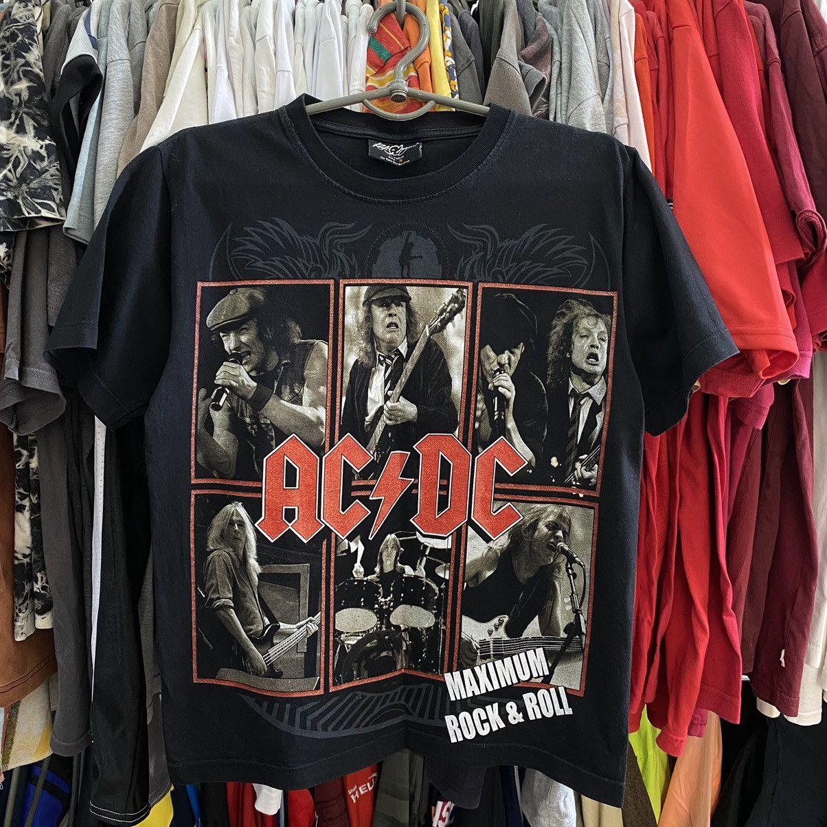 Band Tees Vintage AC/DC Maximum Rock & Roll Big Logo rock band tee Size US S / EU 44-46 / 1 - 1 Thumbnail