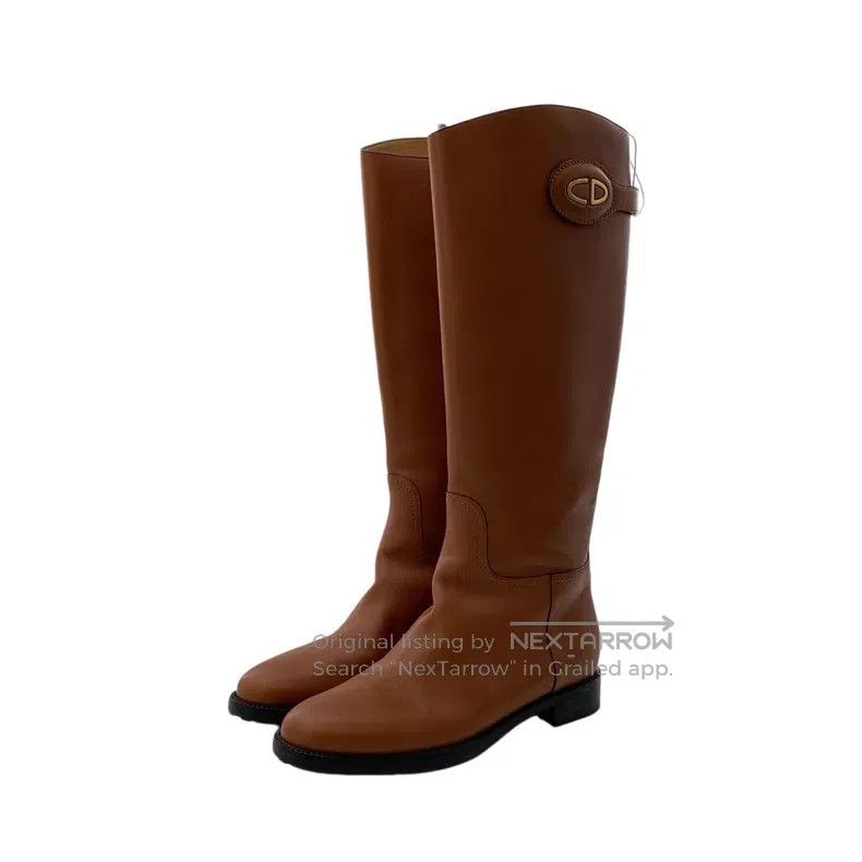Dior Dior Caramel-coloured logo leather knight boots Size US 7 / IT 37 - 1 Thumbnail