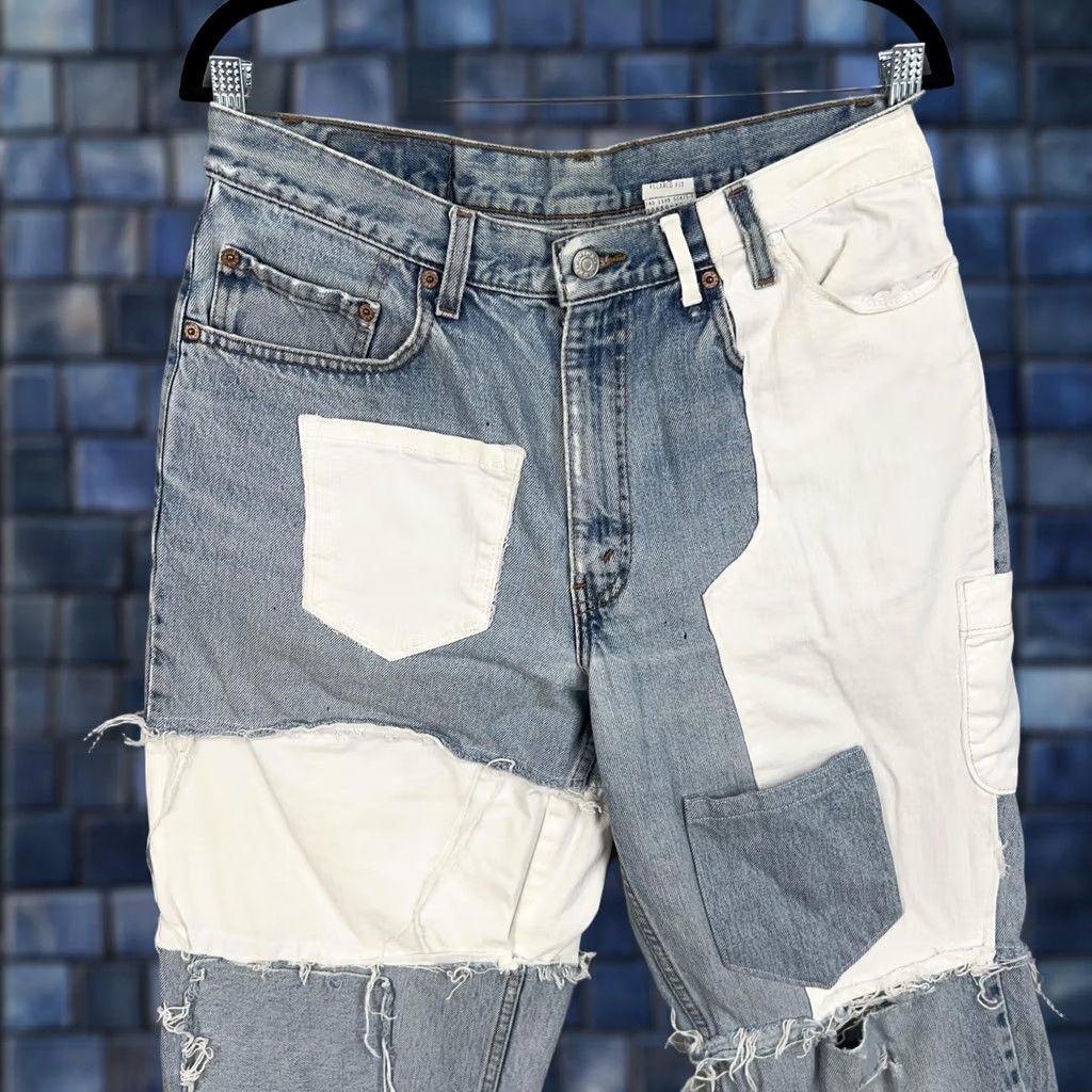 Levi's Vintage Levi'S Jeans - 34x36 - Denim Patchwork - Mid Rise - Blue - Upcycled 550 Size US 34 / EU 50 - 1 Thumbnail