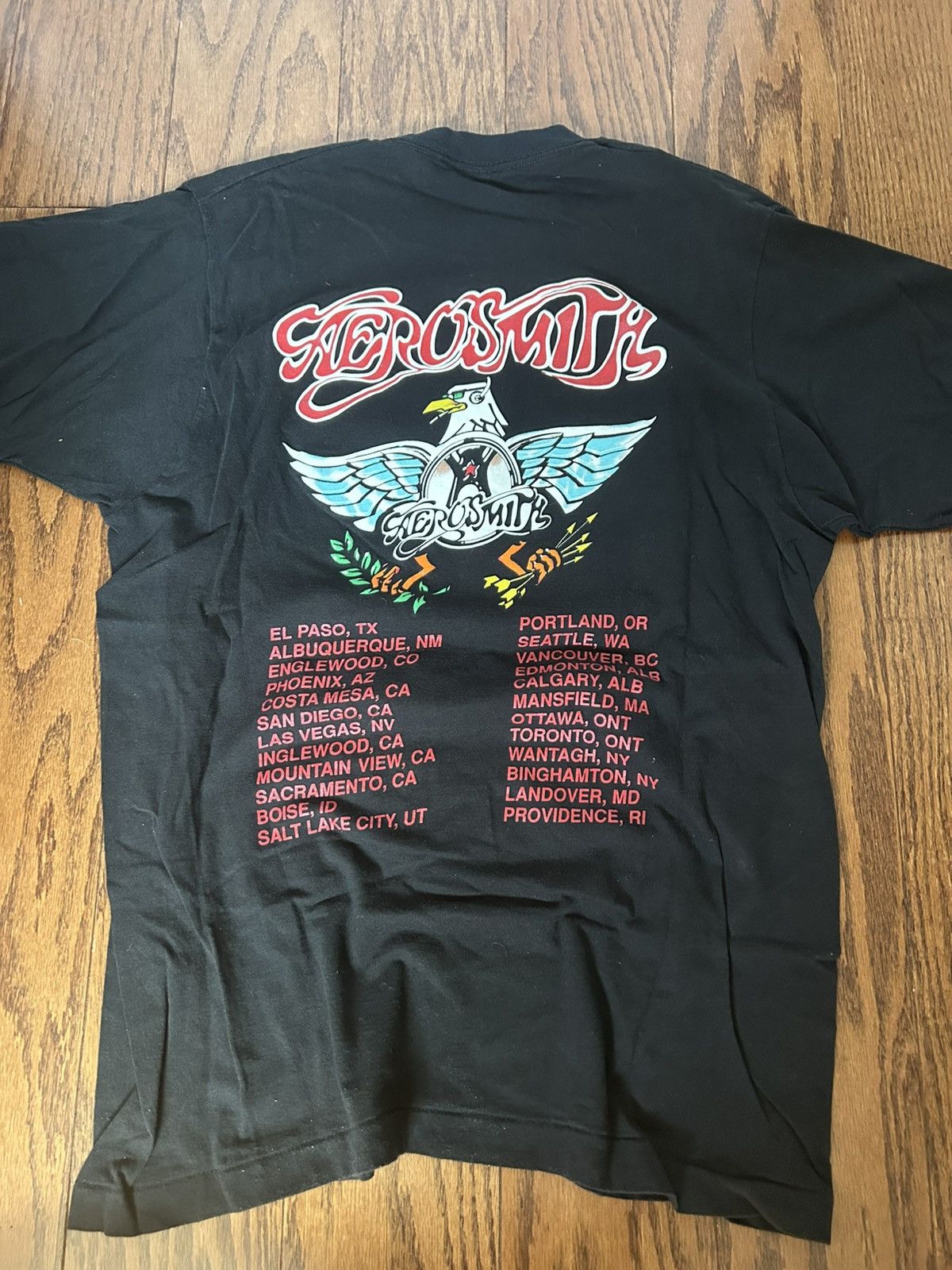 Fruit Of The Loom 1993 Vintage Aerosmith ‘Aero Force zone’ Tour Band Shirt Size US XL / EU 56 / 4 - 4 Thumbnail