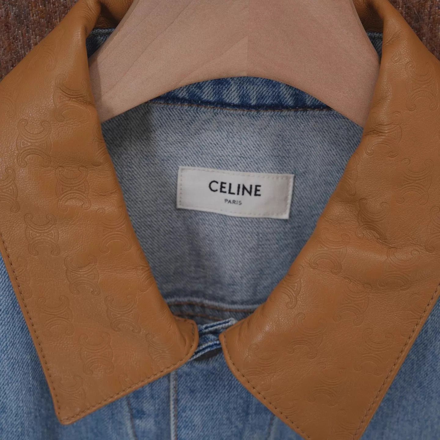 Celine Blue Denim Jacket with Leather Collar (Size S) Size US S / EU 44-46 / 1 - 3 Thumbnail