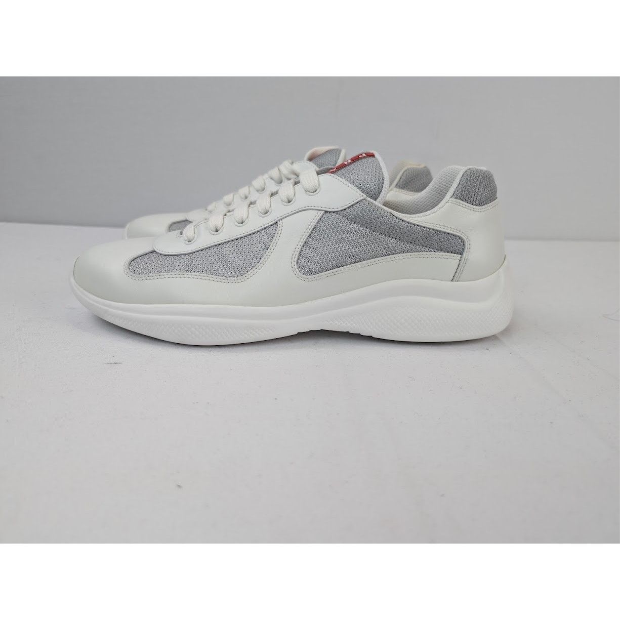Prada o1rshd1 Calzature Uomo Sneakers in Bianco Argento Size US 12 / EU 45 - 10 Thumbnail