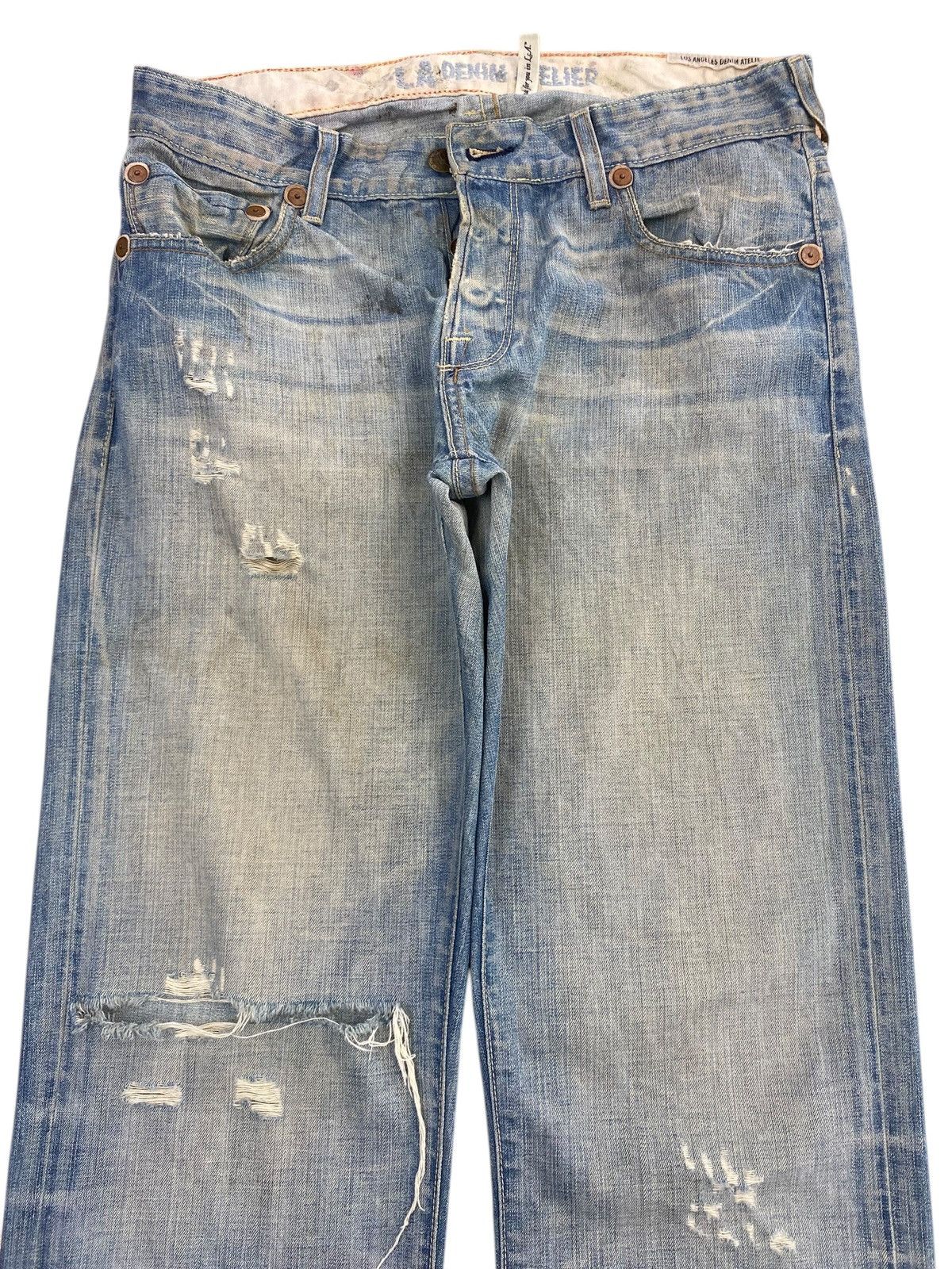 Los Angeles Apparel Los Angeles Light Faded Wash Style Ripped Jeans Size US 31 - 2 Thumbnail