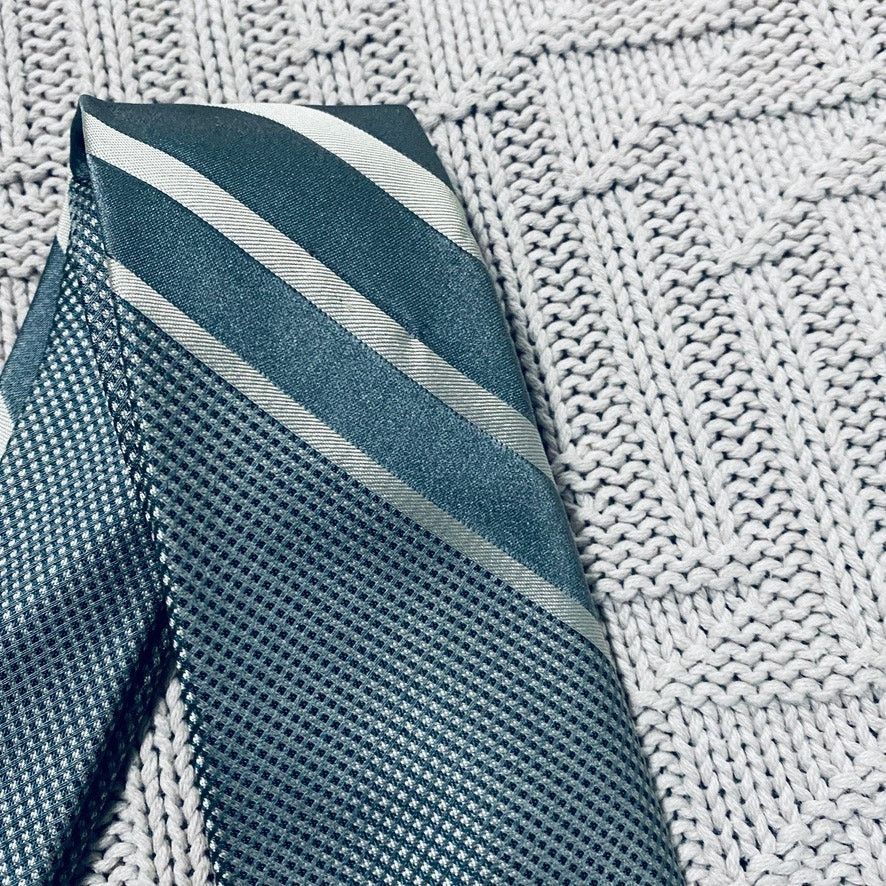 Vintage Ohrbach's silver gray striped silk skinny tie Size ONE SIZE - 2 Thumbnail