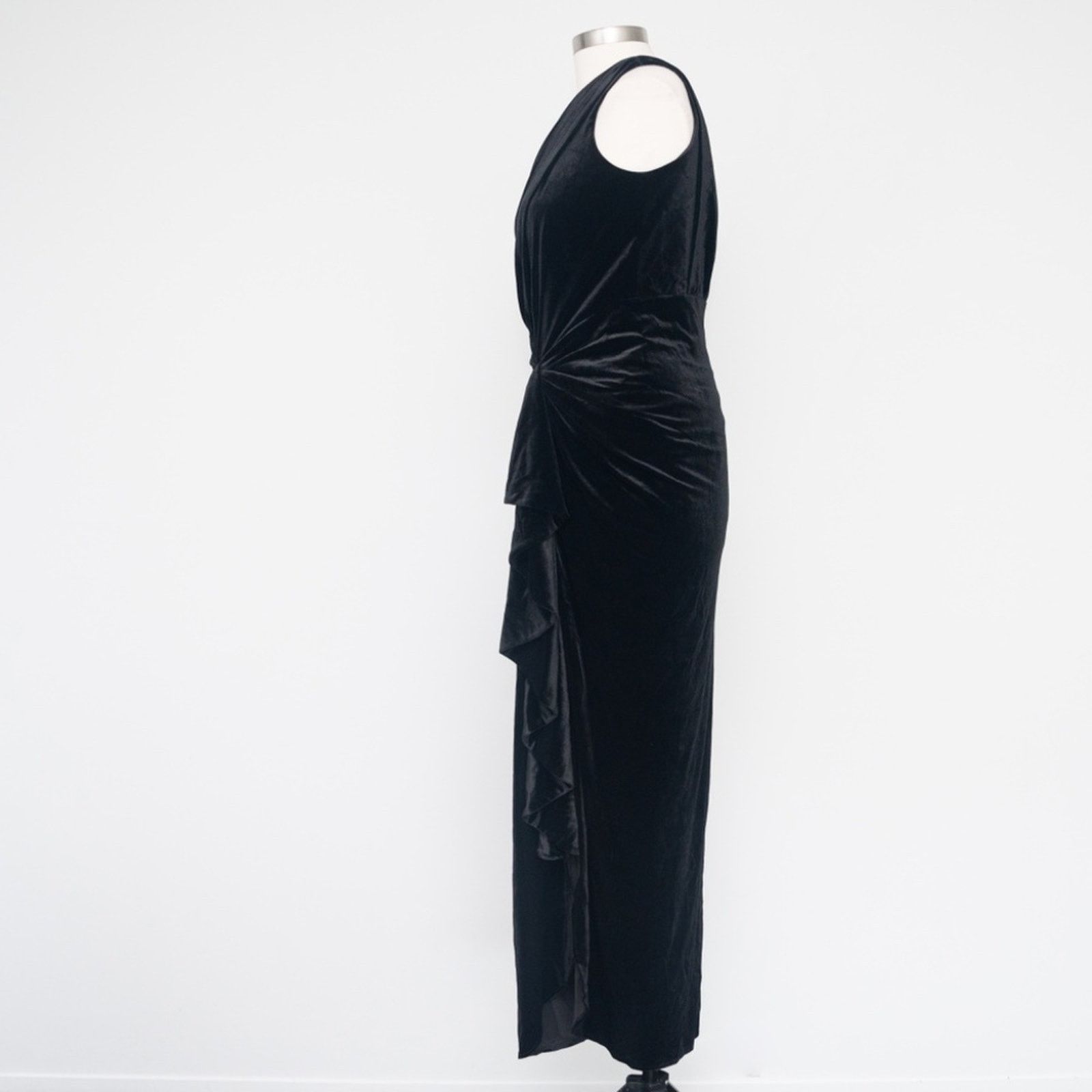 Tadashi Shoji Tadashi Shoji. Velvet Draped One-Shoulder Gown. Size L / US 10 / IT 46 - 5 Thumbnail