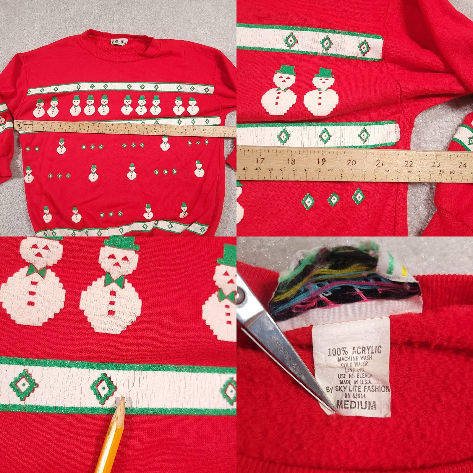 Vintage VINTAGE Sky Lite Sweater Mens Medium Red Snowman Christmas Pullover Made USA 80s Size US M / EU 48-50 / 2 - 8 Thumbnail