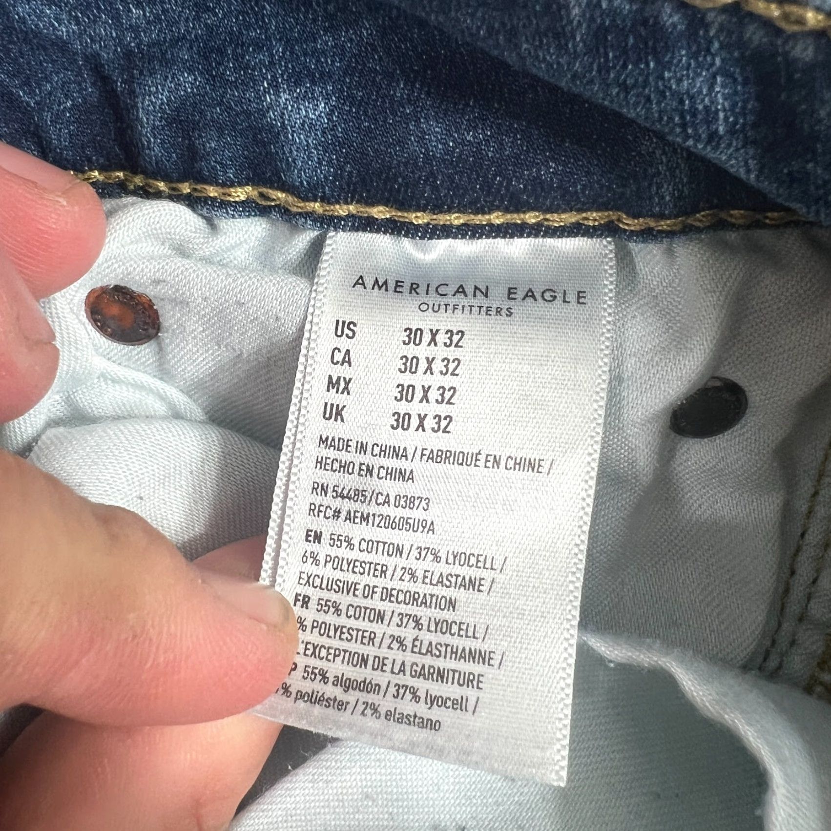 American Eagle Outfitters VINTAGE American Eagle Mens Jeans 30x32 Slim Straight Blue Cotton Elastane Regular Fit Size US 30 / EU 46 - 7 Thumbnail