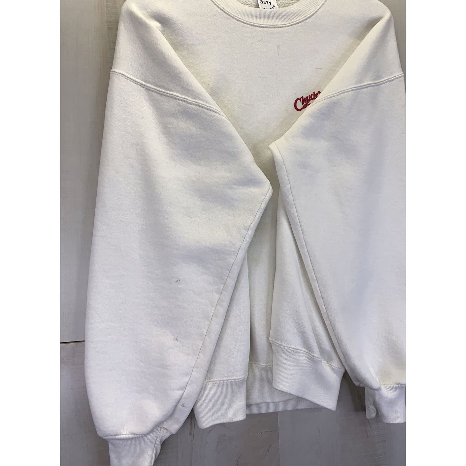 Jerzees VINTAGE Jerzees 1990s Chucks Crab Daddy Ocean City Maryland Mens Sweatshirt-L White Cotton Blend Size US L / EU 52-54 / 3 - 6 Thumbnail