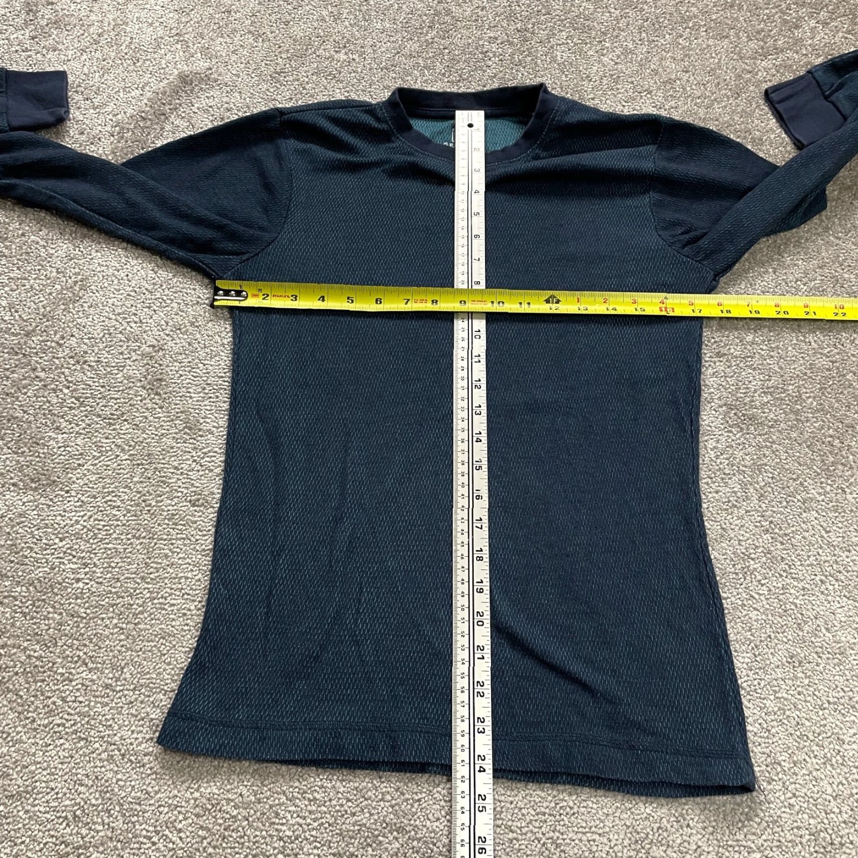 George George T-Shirt Men Small Navy Blue Long Sleeve Crew Neck Cotton Polyester Casual Tee Regular Fit Size US S / EU 44-46 / 1 - 5 Thumbnail