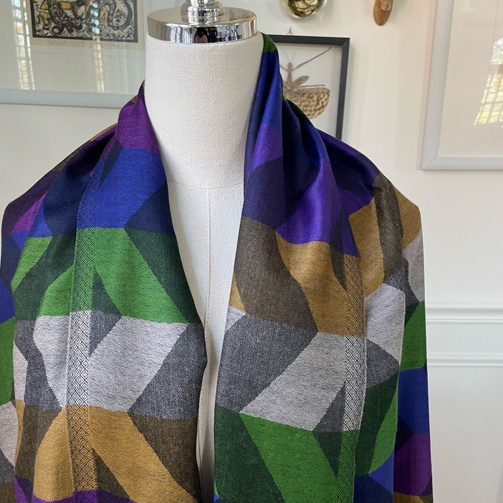 Other Girnar Shawl Scarf 100% New Wool Purple Green Grey Royal Blu Size ONE SIZE - 8 Thumbnail