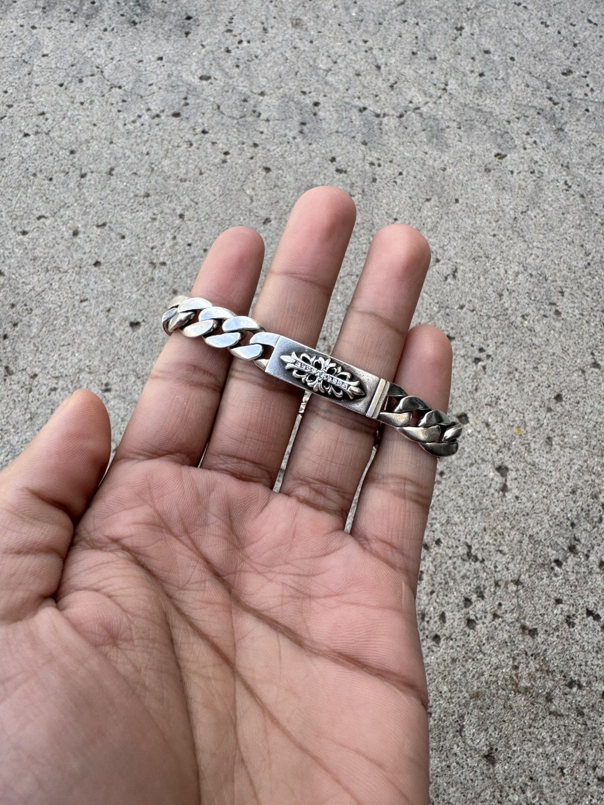 Chrome Hearts Chrome Hearts Floral Cross Diamond ID Bracelet | Grailed