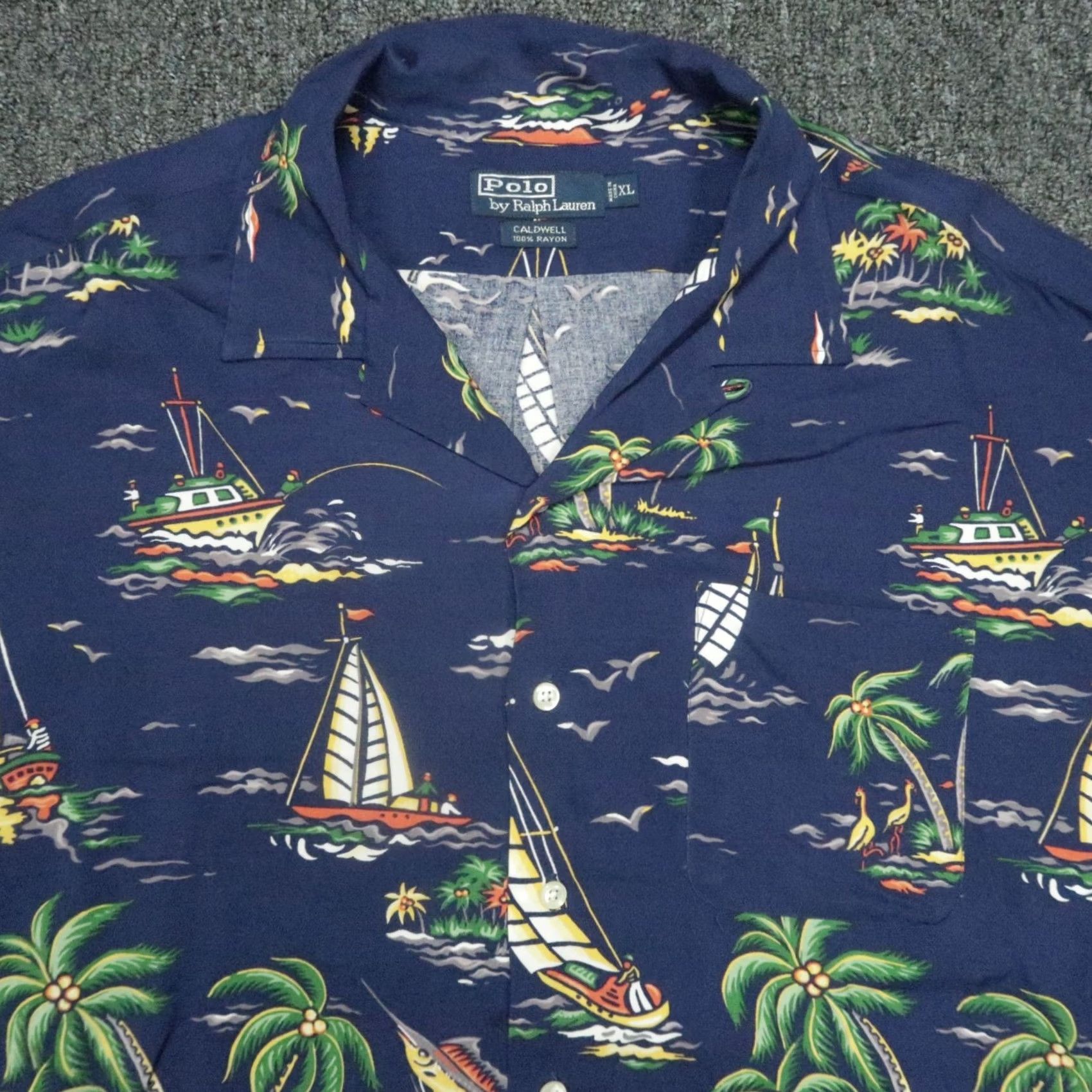 Polo Ralph Lauren VINTAGE Polo Ralph Lauren Shirt Men XL Caldwell Rayon Sailing Camp Collar 90s Size US XL / EU 56 / 4 - 2 Thumbnail
