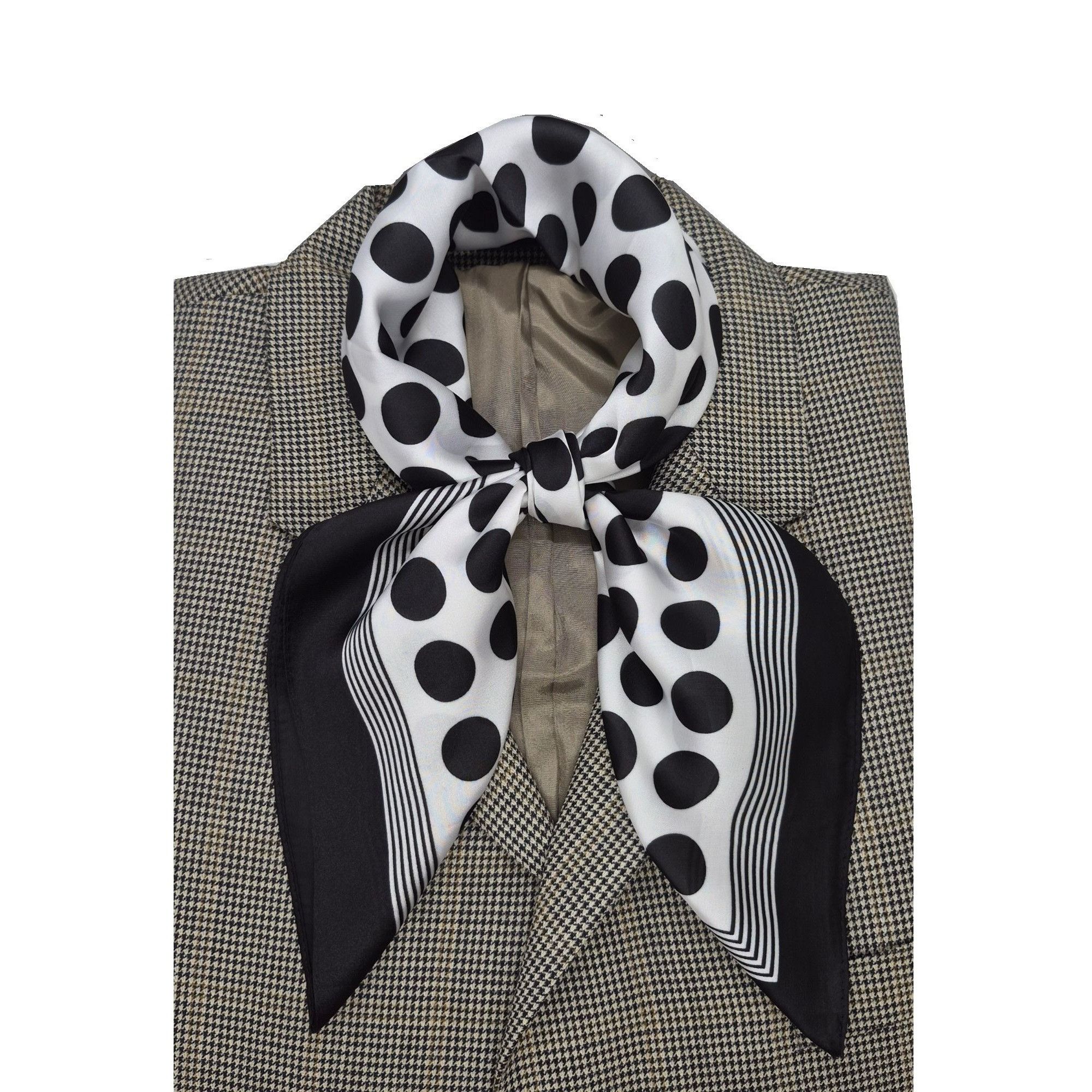 Other ✨Luxurious Retro Chic Silky Scarf Black White Polka Dot Geom Size ONE SIZE - 2 Thumbnail