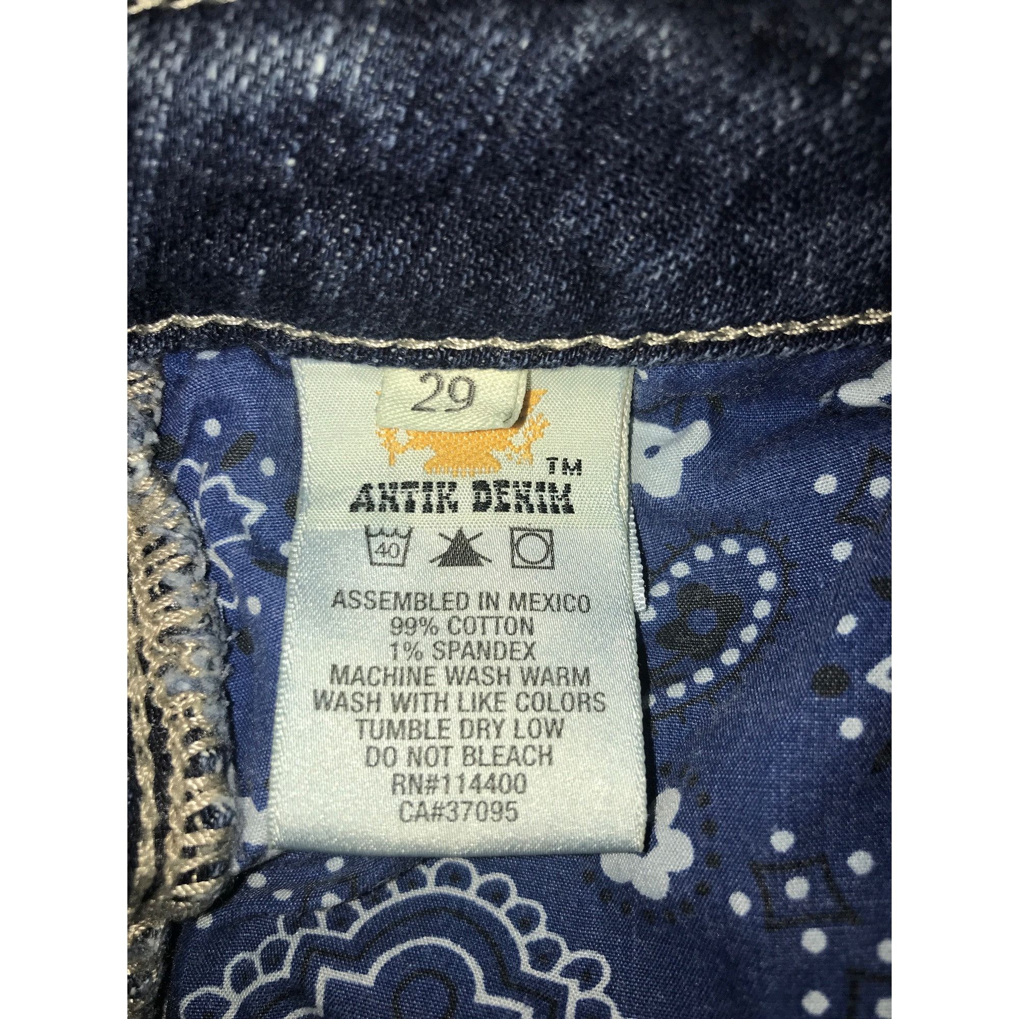 Antik Denim Antik Denim Womens Embroidered Bird Leather Patch Blue Jeans Size 29" - 11 Thumbnail