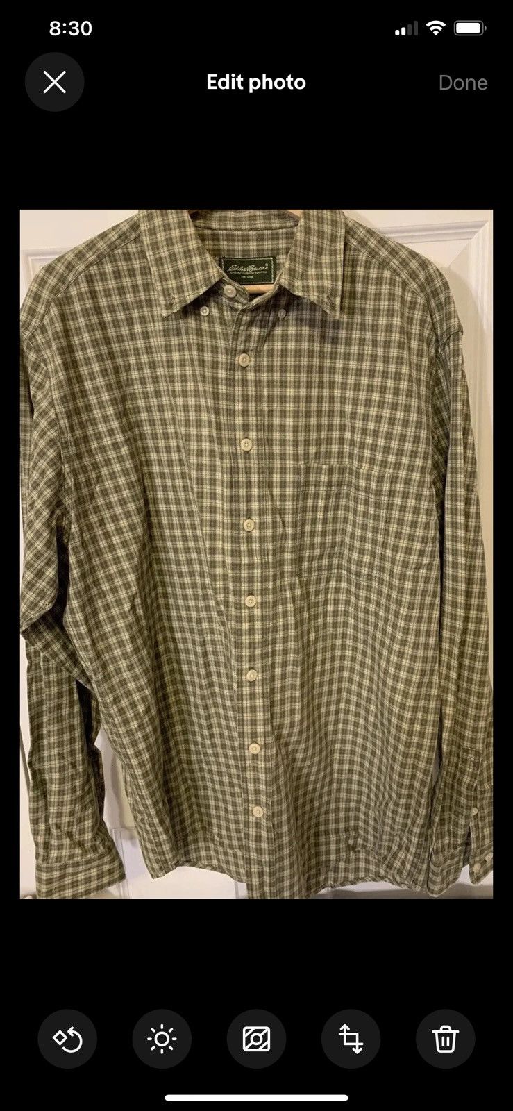 Eddie Bauer Vtg Eddie Bauer mens sz L Tall green plaid button shirt Size US L / EU 52-54 / 3 - 1 Thumbnail