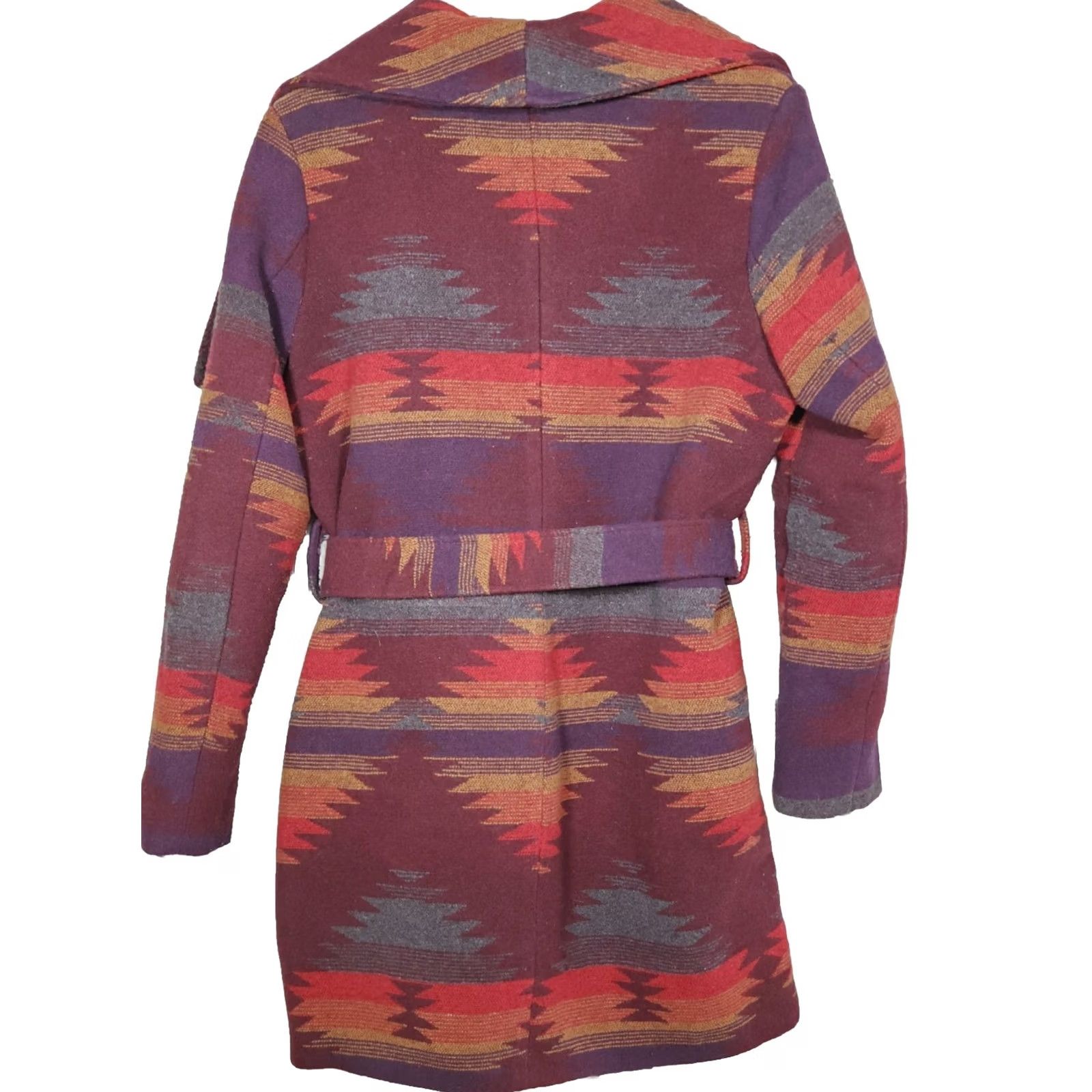 Steve Madden Steve Madden Coat Belted Blanket Wrap Jacket Southwestern Aztec Women's Size M Multicolor Oversized Collar Size M / US 6-8 / IT 42-44 - 5 Thumbnail