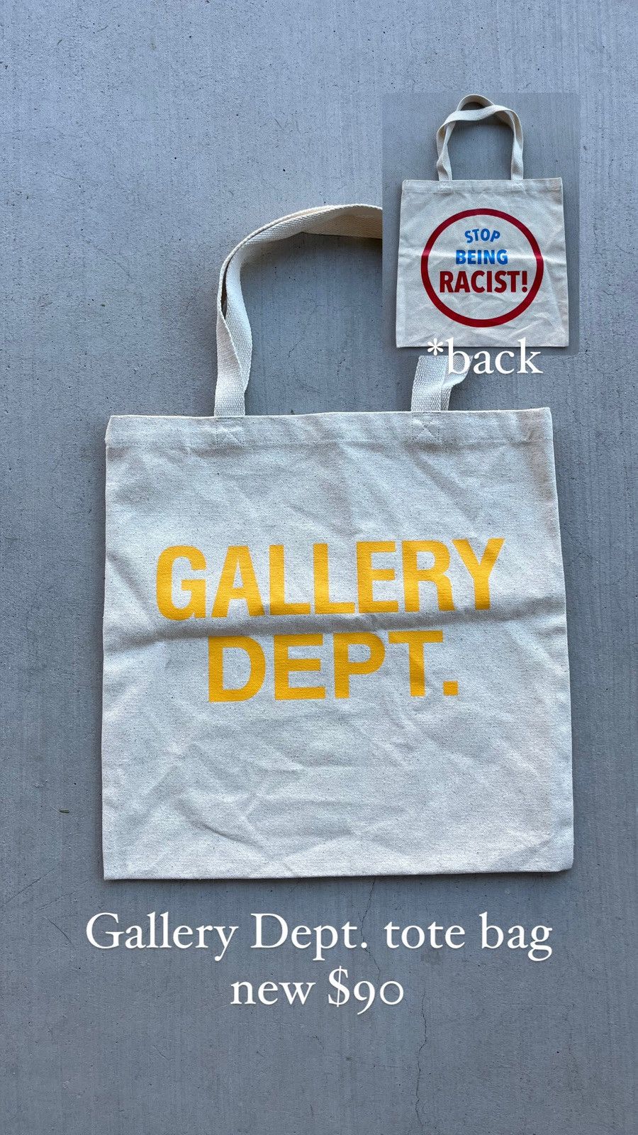 Gallery Dept. Gallery dept. stop being racist tote Size ONE SIZE - 4 Thumbnail