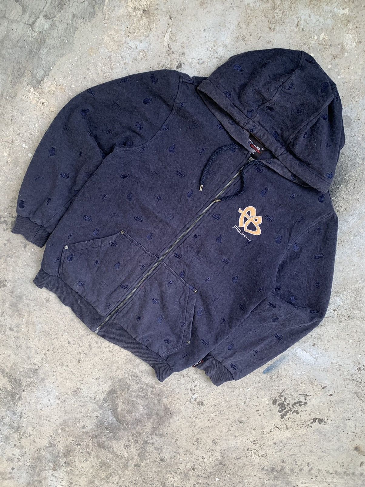 Fubu Y2k FUBU Monogram AOP Embroidery Zipper Hoodie Size US L / EU 52-54 / 3 - 2 Thumbnail