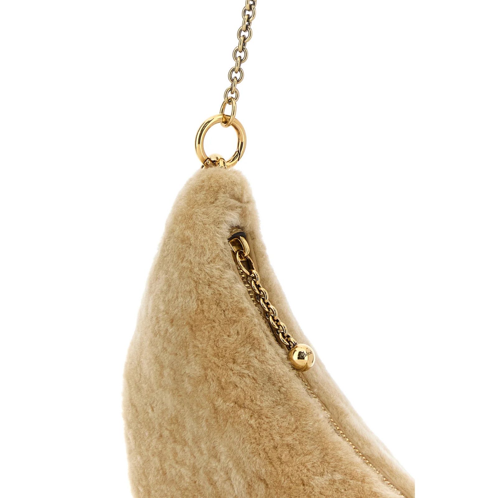 Chloe Chloe Icons Halfmoon Mini Beige Shearling Shoulder Bag New & Size ONE SIZE - 4 Thumbnail