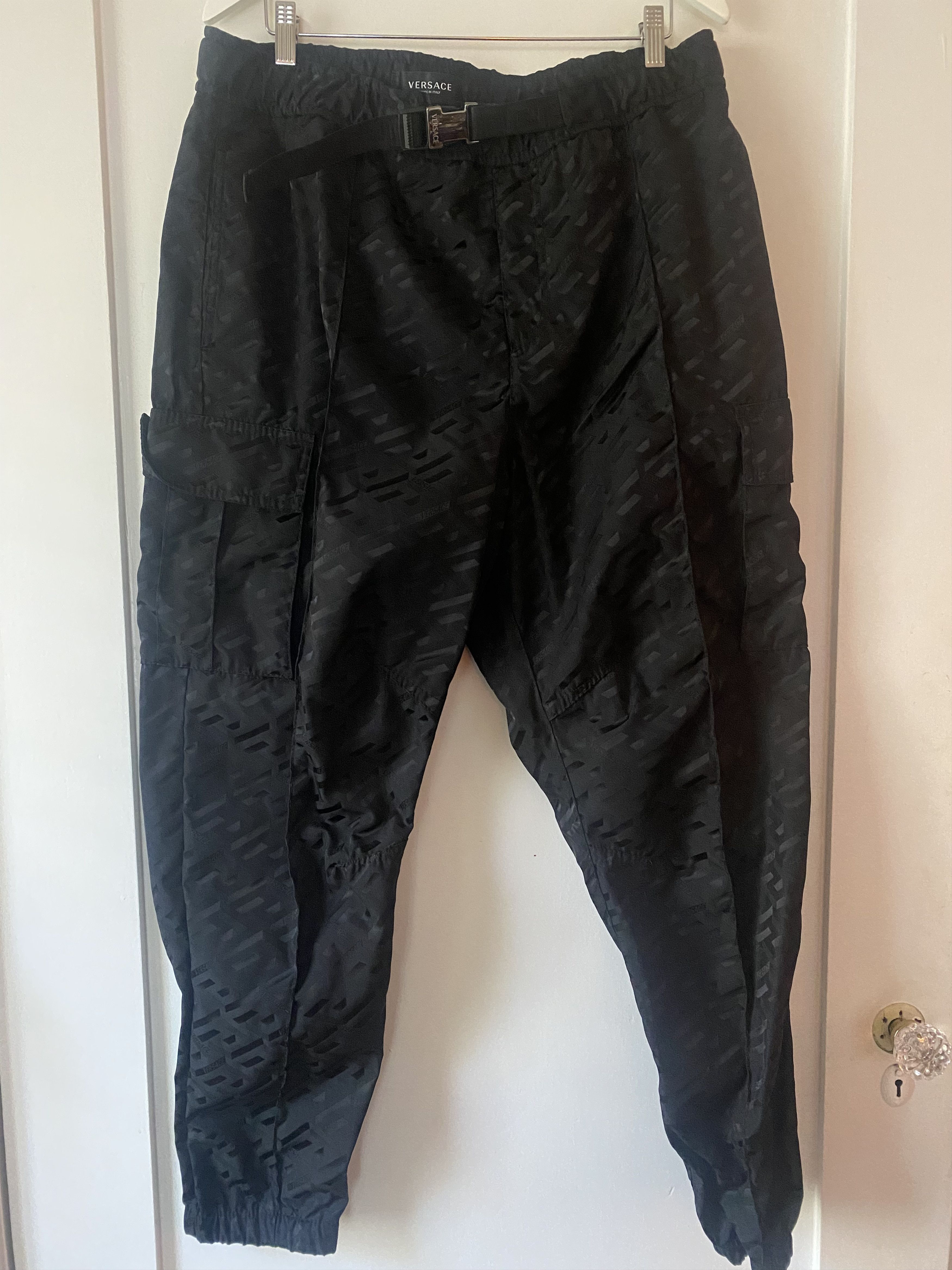 Versace Versace Black La Greca Cargo Pants Size US 38 / EU 54 - 1 Thumbnail