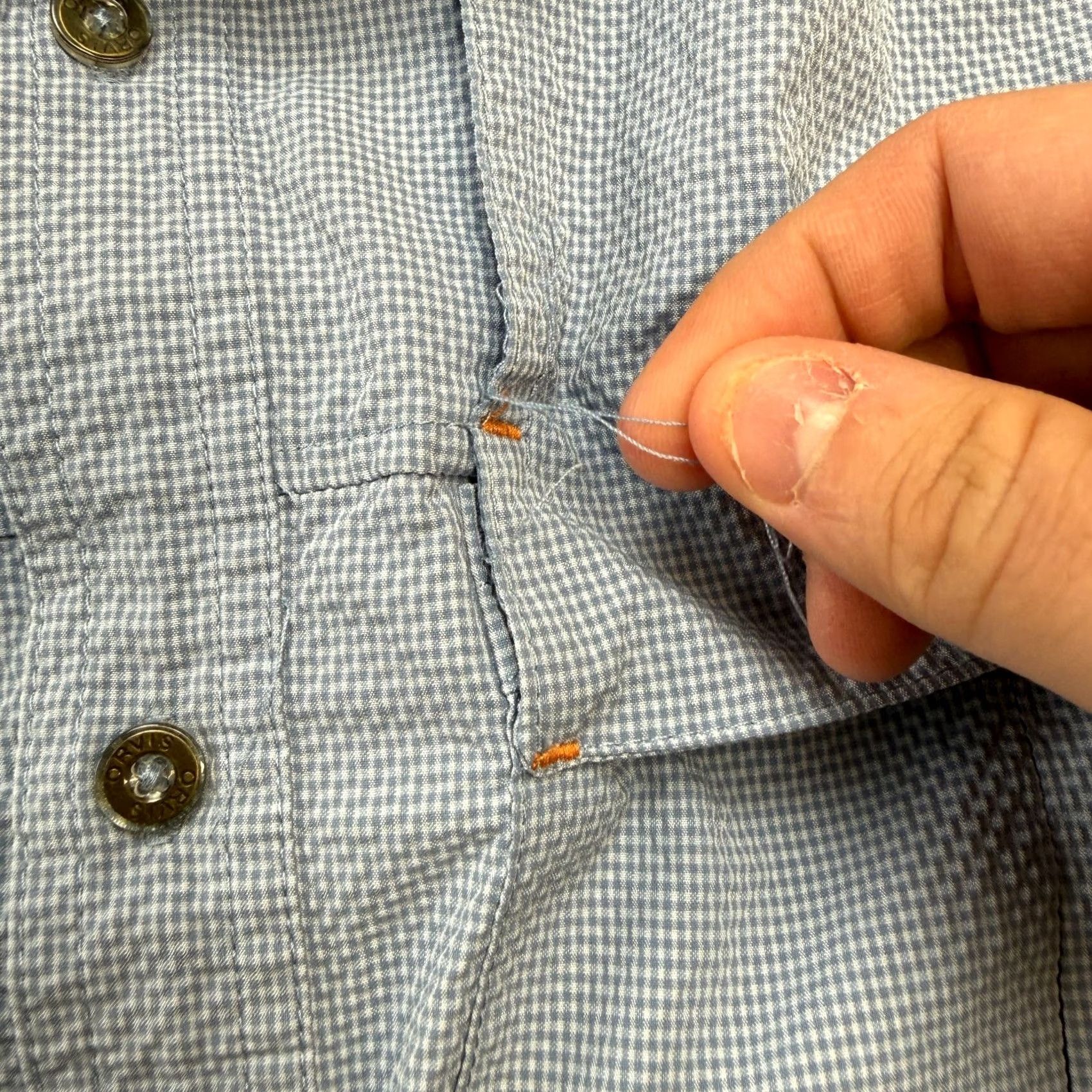 Orvis Orvis Button-Up Shirt Men L Blue Seersucker Vented Roll Tab Pocketed Casual Workwear Regular Fit Size US L / EU 52-54 / 3 - 6 Thumbnail