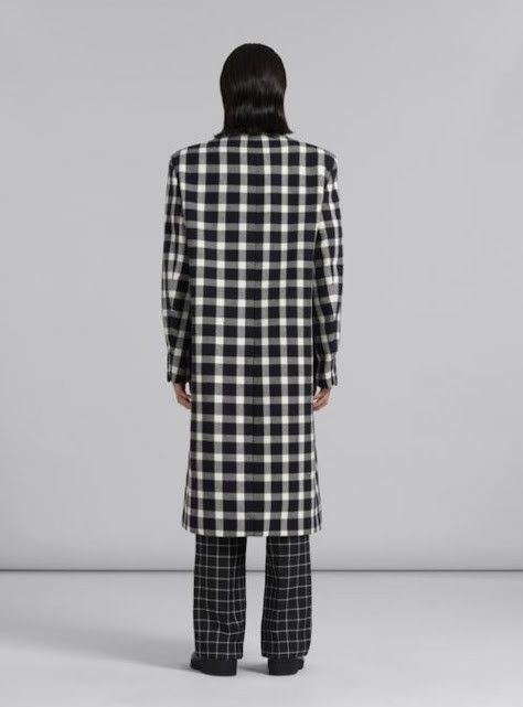 Marni o1w1db10824 Checked Wool Coat in Black White Size US M / EU 48-50 / 2 - 2 Thumbnail