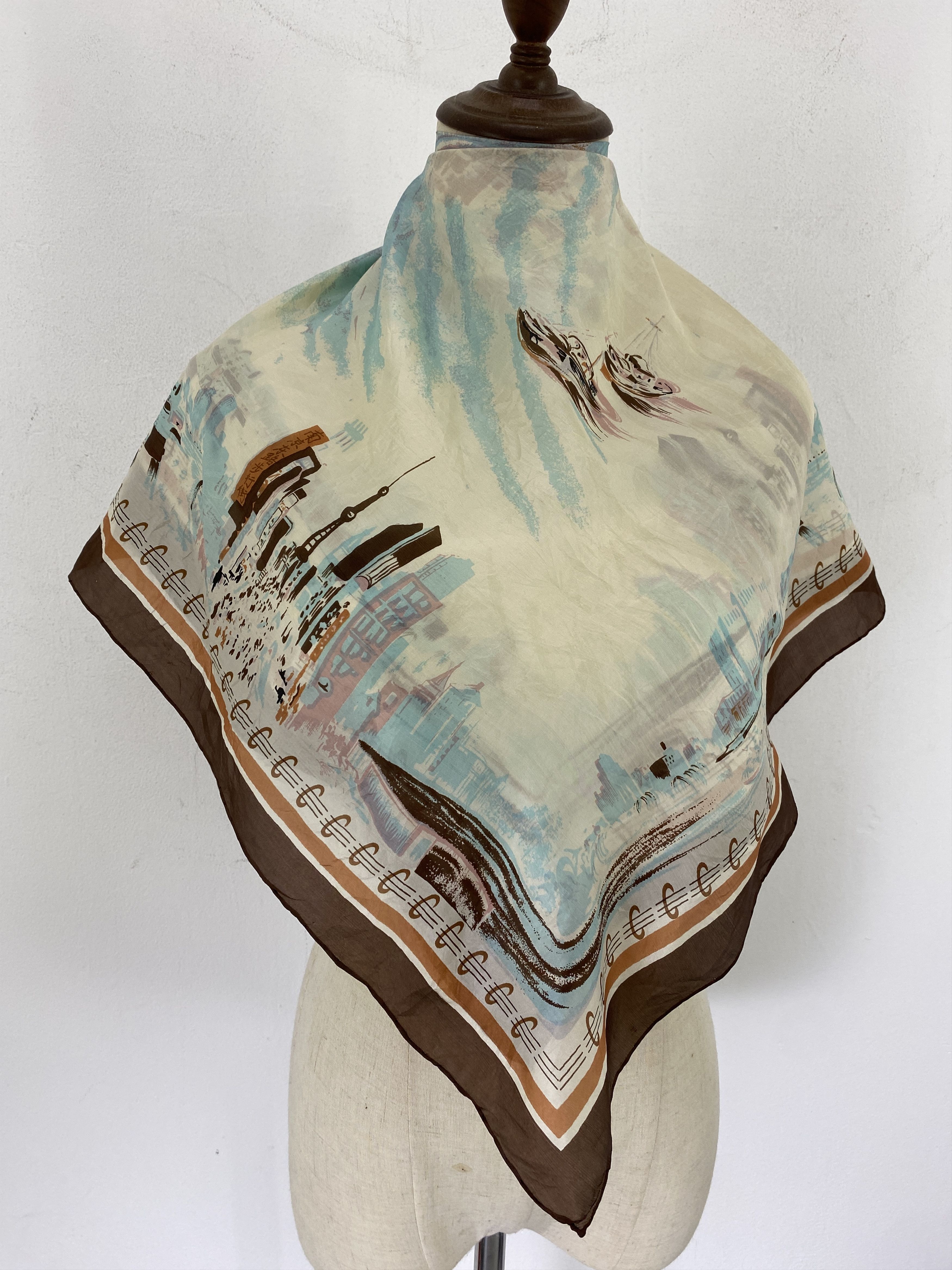 Other Vintage Art Painting Silk Scarf / Silk Shawl SN0271 Size ONE SIZE - 2 Thumbnail