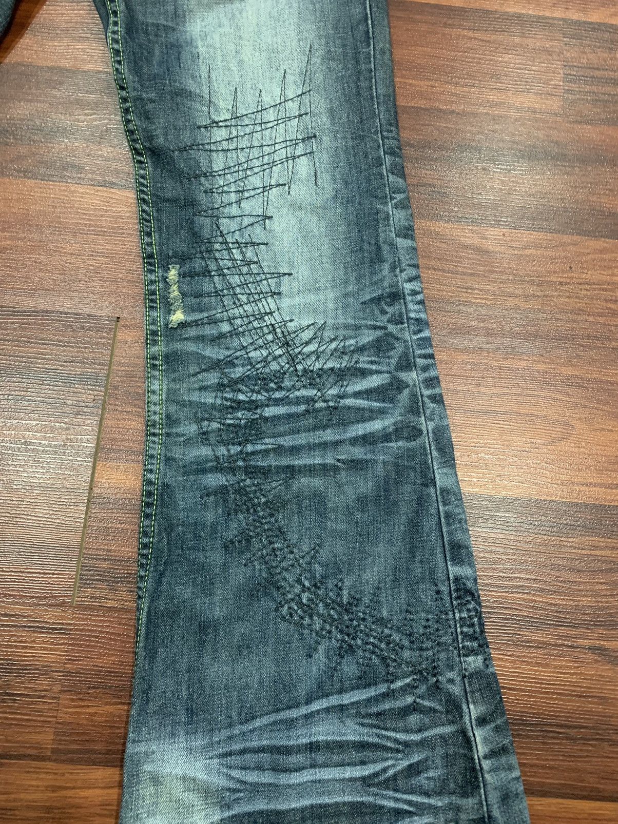 If Six Was Nine Ba Dao Embroidered Flared Jeans Pants ( unisex ) Size US 29 - 4 Thumbnail