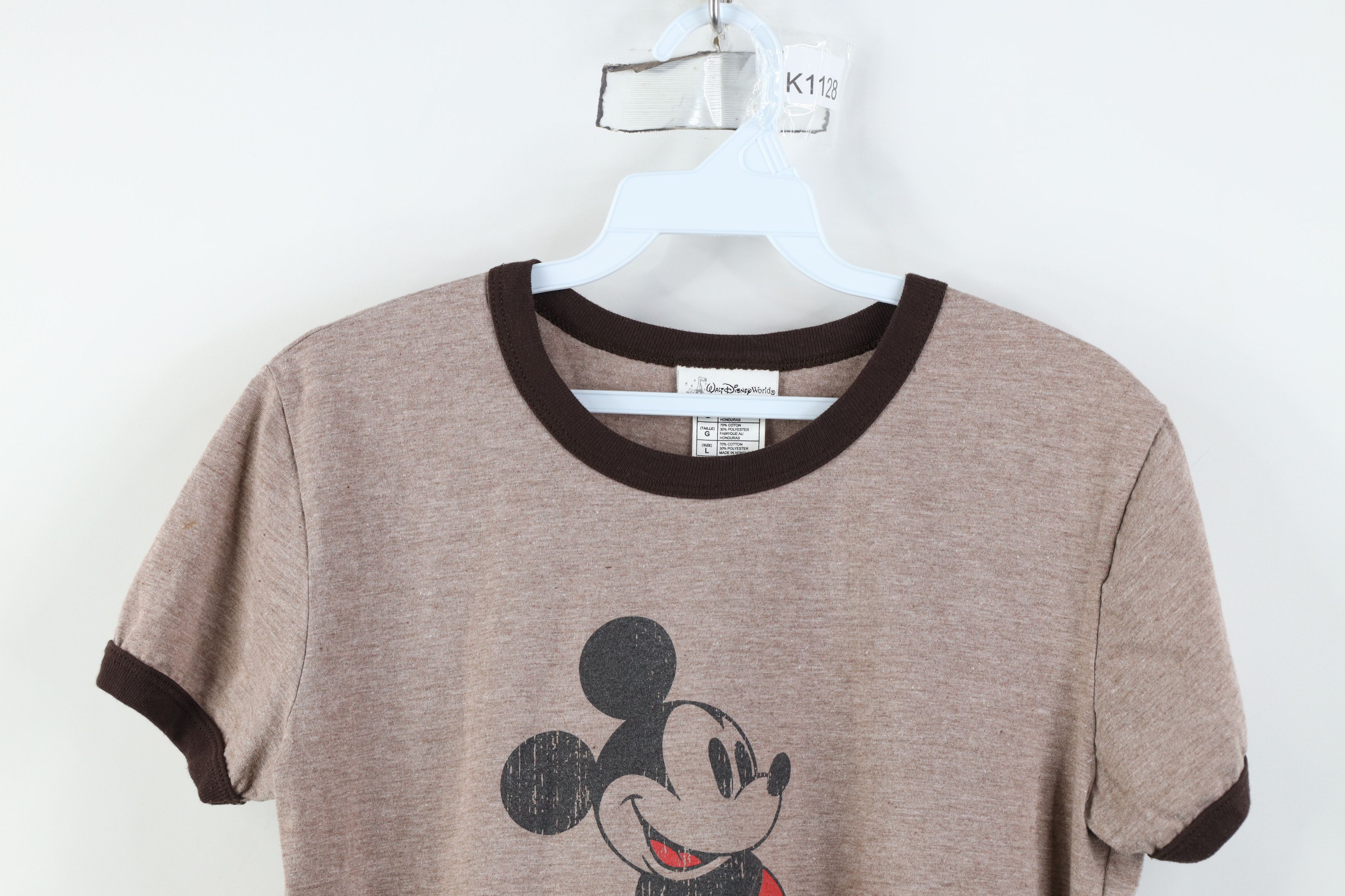 Disney Vintage 90s Y2K Disney Mickey Mouse Big Logo Ringer T-Shirt Size L / US 10 / IT 46 - 2 Thumbnail