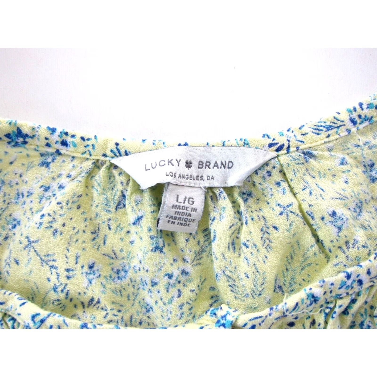 Lucky Brand Lucky Brand Cap Sleeve Blouse Floral Yellow Blue 100% Rayon Large Womens Size L / US 10 / IT 46 - 3 Thumbnail