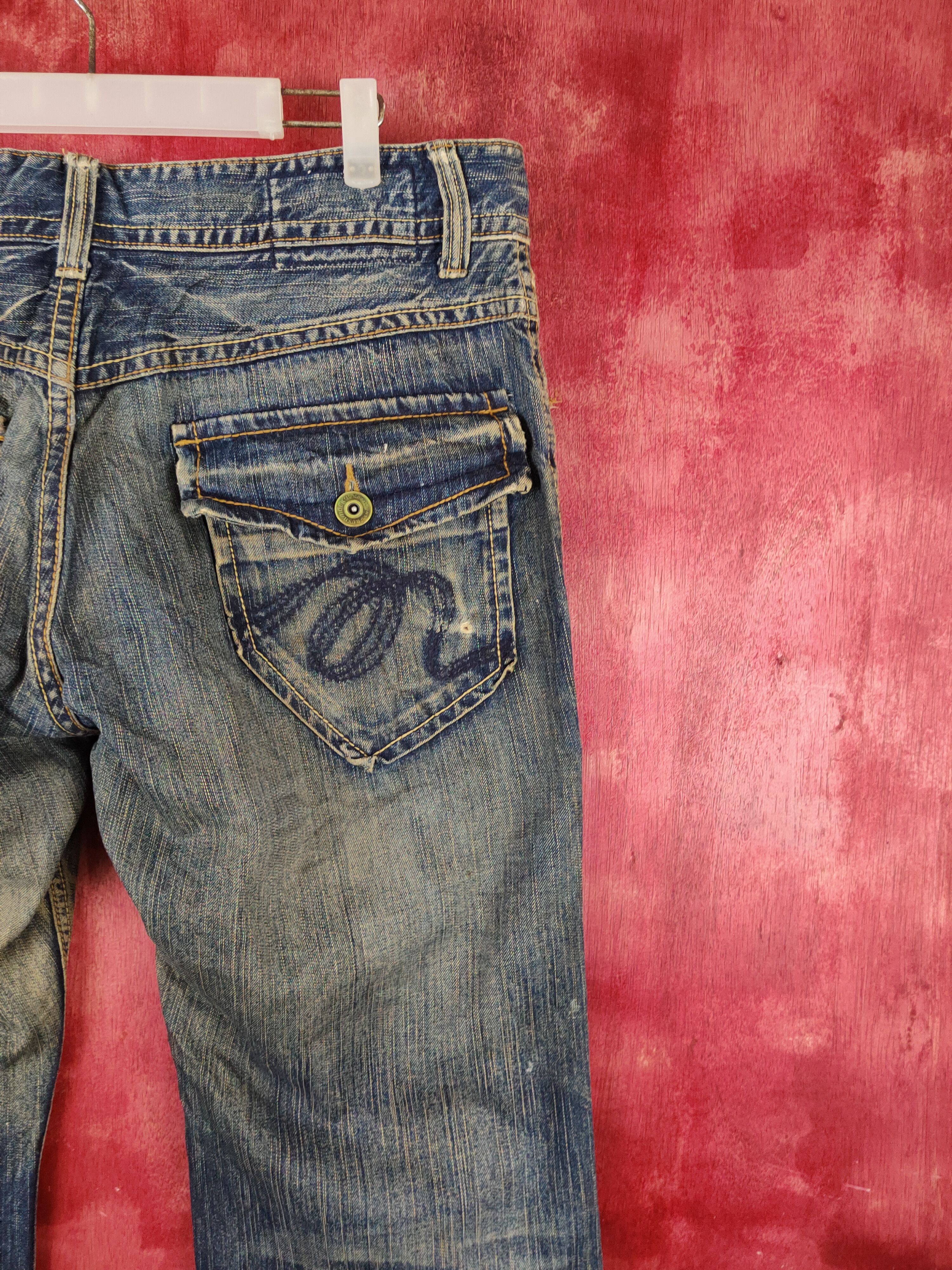 Japanese Brand DL Rush/Hour Dark Blue Faded Distressed Ripped Jeans #S1811 Size US 36 / EU 52 - 10 Thumbnail