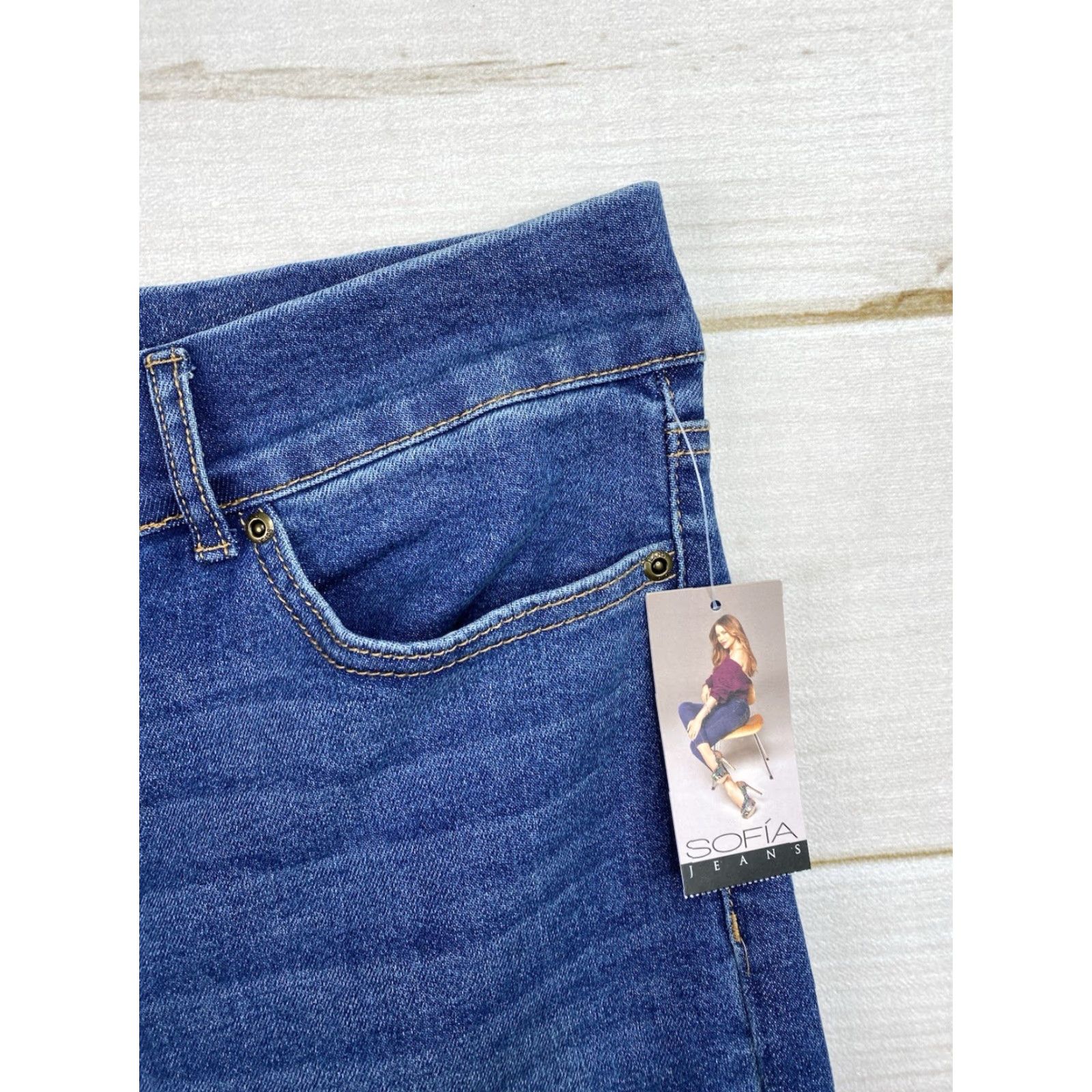 Vintage Sofia Vergara Sofia Jeans 16 Margot Wide-Leg High Rise Waist Distressed NWT Jeans Womens Size 38" / US 16 / IT 52 - 2 Thumbnail